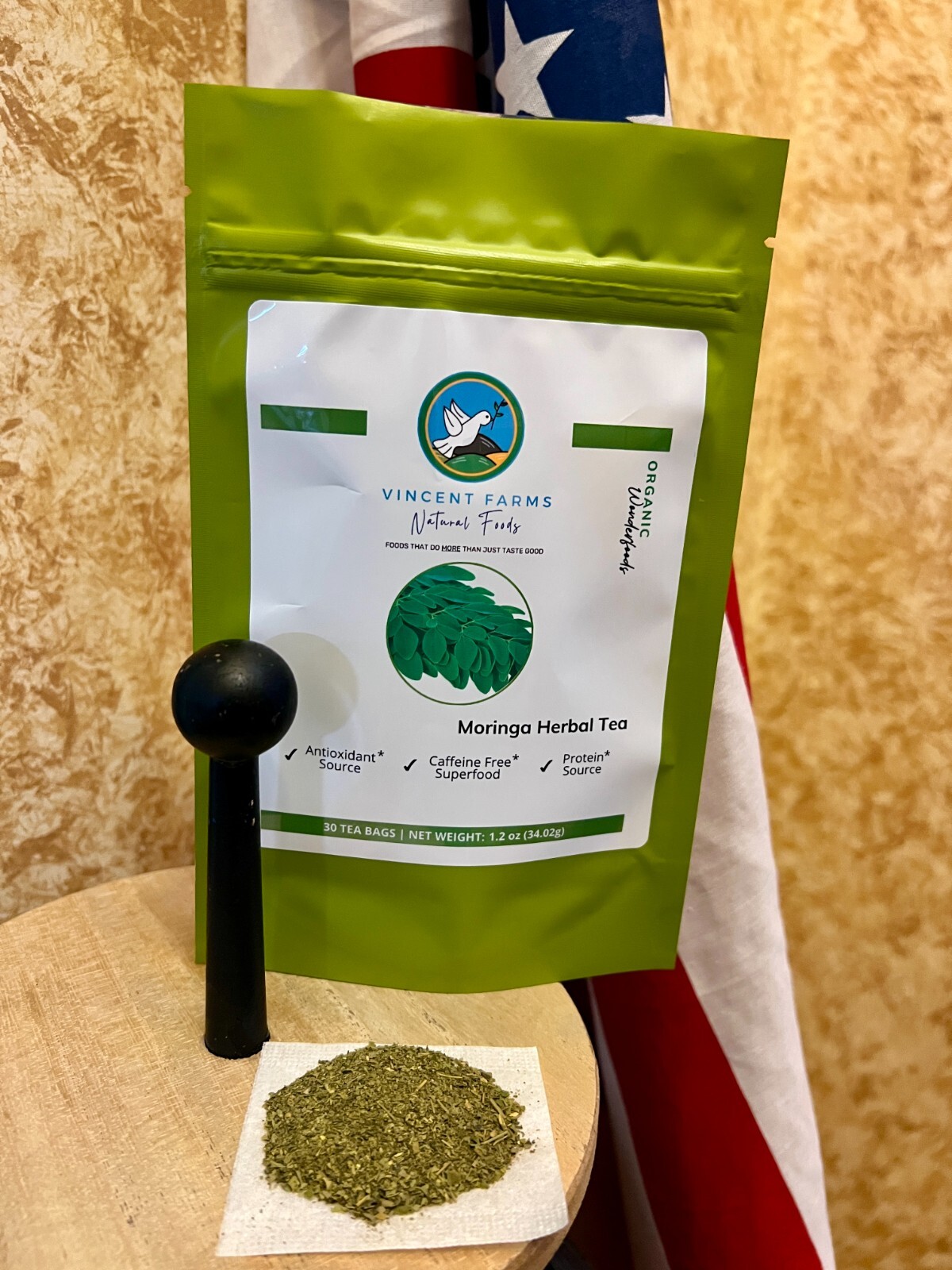 Moringa Herbal Tea (Te de Moringa) 30 Bags Energy Booster, Vitamins 100% Natural