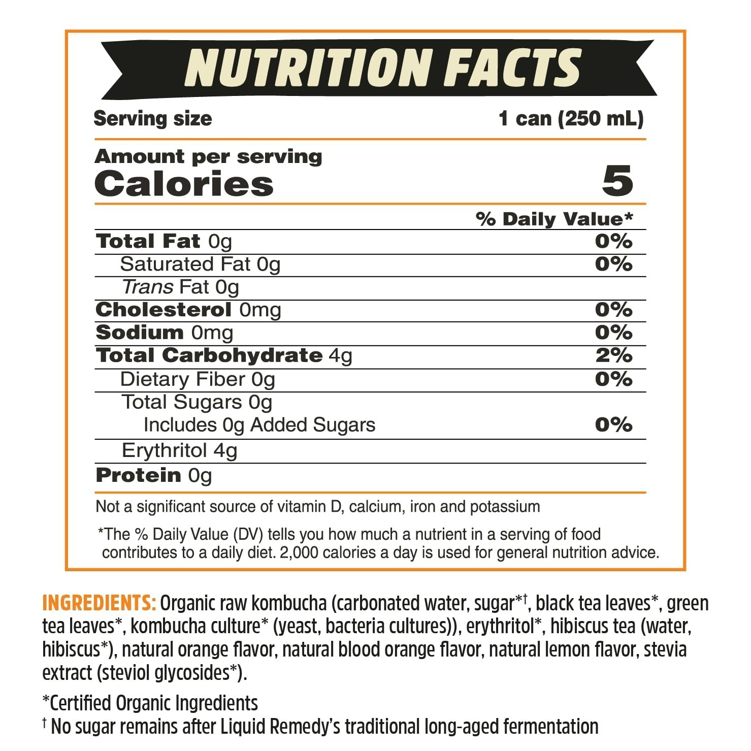 Liquid Remedy Kombucha Sugar Free Organic Drink, Low Calorie, Probiotic Like Tea