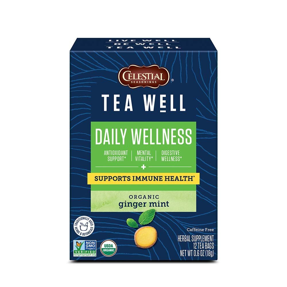 Celestial Seasonings Teawell Organic Ginger Mint Wellness Tea, 12 Count…