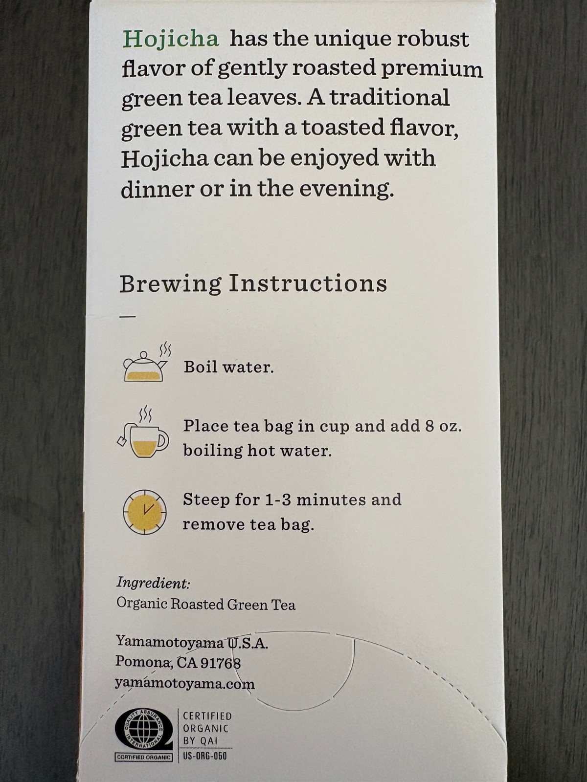 Japanese Yamamotoyama Organic HOJICHA Premium Green Tea (18 Tea Bags), 1.2 oz