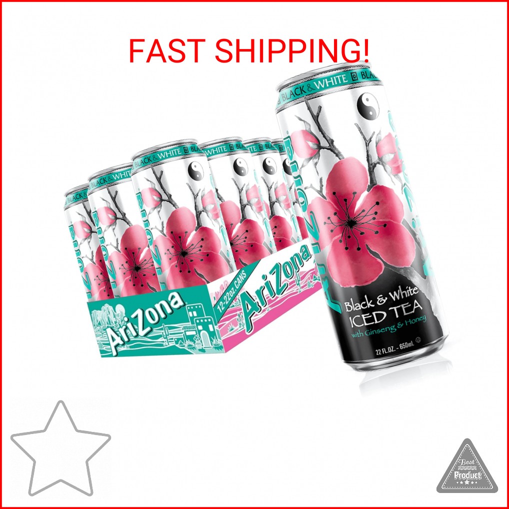 AriZona Black and White Tea – Big Can, 22 Fl Oz (Pack of 12)