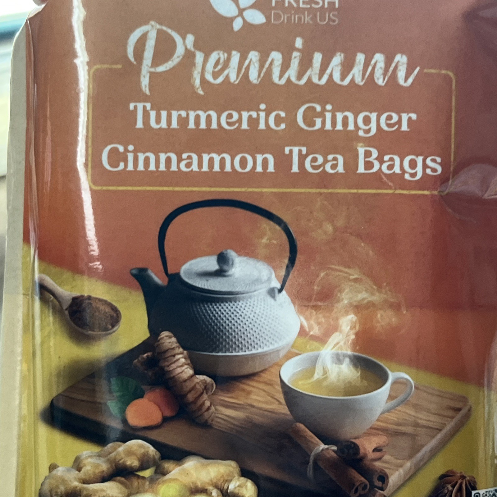 Premium 200 Turmeric Ginger Cinnamon Natural Tea Bags Pure No Additive Added