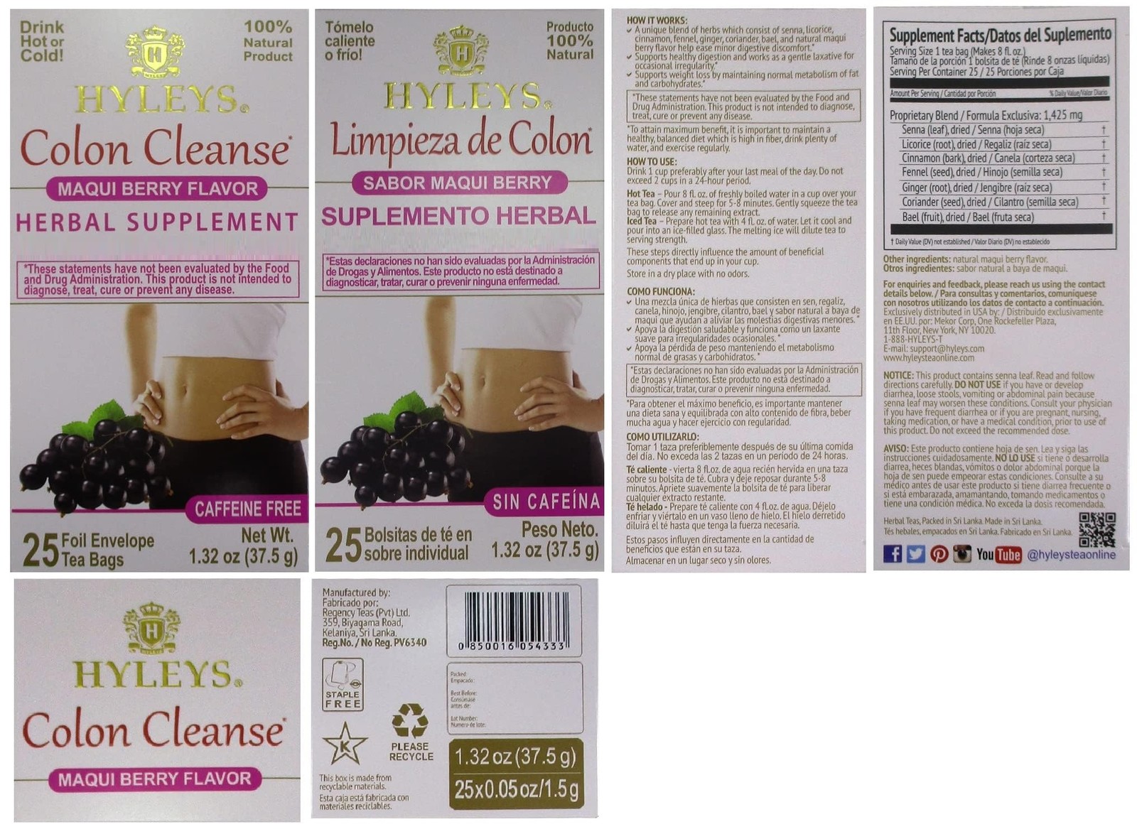 Hyleys Colon Cleanse Tea Maqui Berry Flavor 25 Count (Pack of 1),