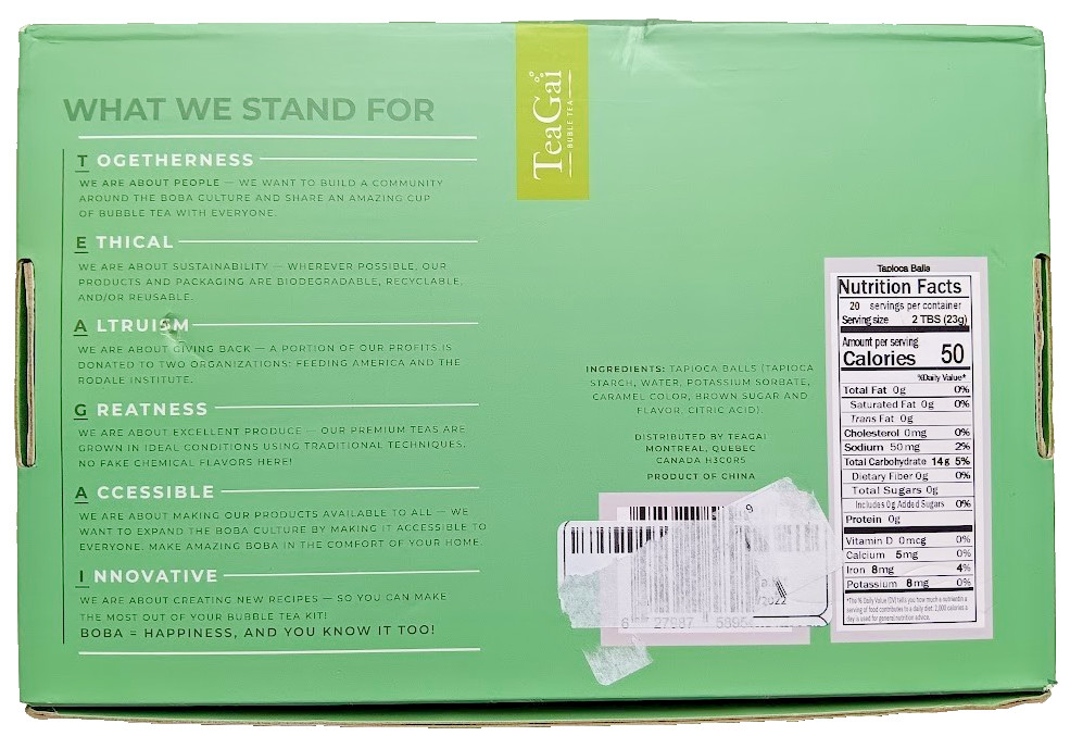 TeaGal Bubble Tea Kit w/ 4 Reusable Straws Earl Grey Black Jasmine Green