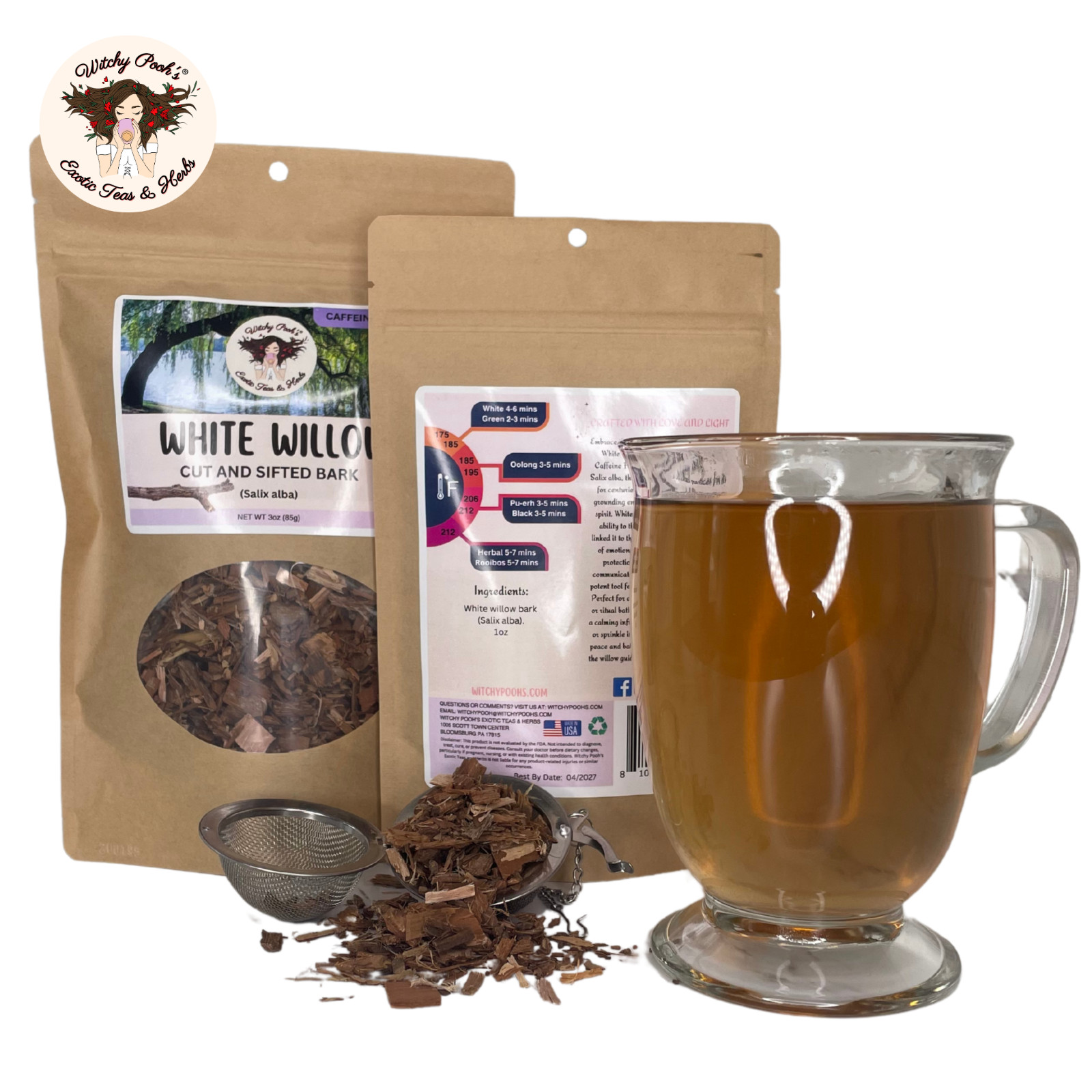 Witchy Pooh’s White Willow Tea – Cut and Sifted Bark, Caffeine Free