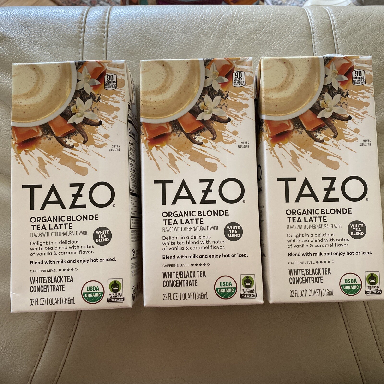 Tazo Organic Blonde Tea Latte White And Black Tea Concentrate 32 oz (Pack Of 3)