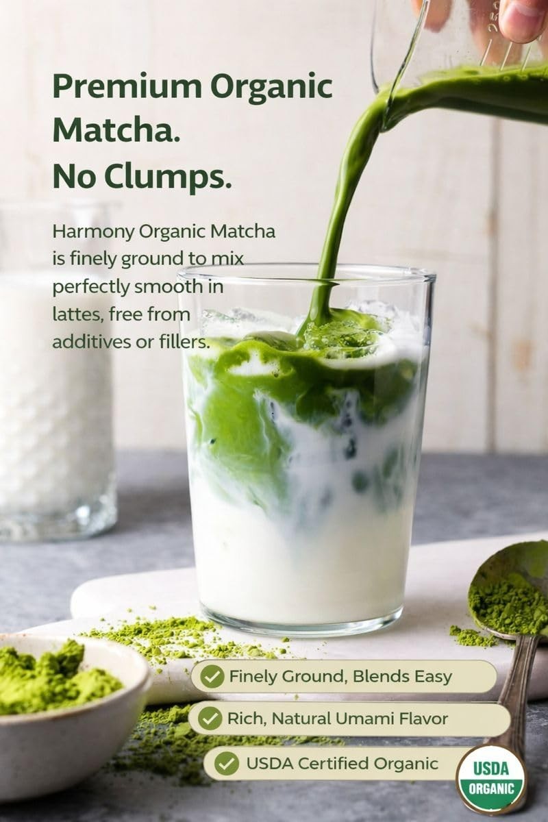 Harmony® Pure Organic Matcha Green Powder on-the-go Tea Tubes 80 Ct Box 10/2027