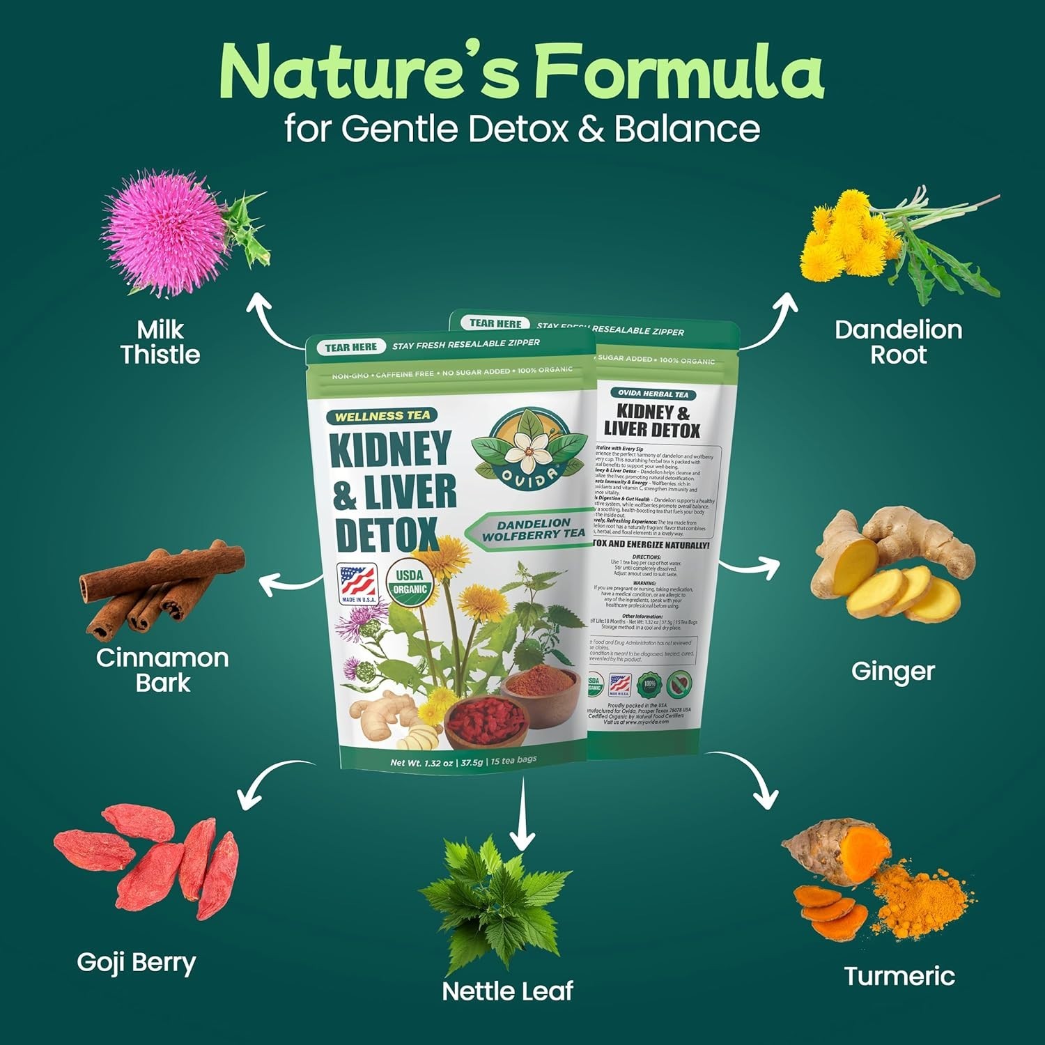 Premium Liver Detox Tea Natural Kidney Health Tea Dandelion Wolfberry Herbal Tea