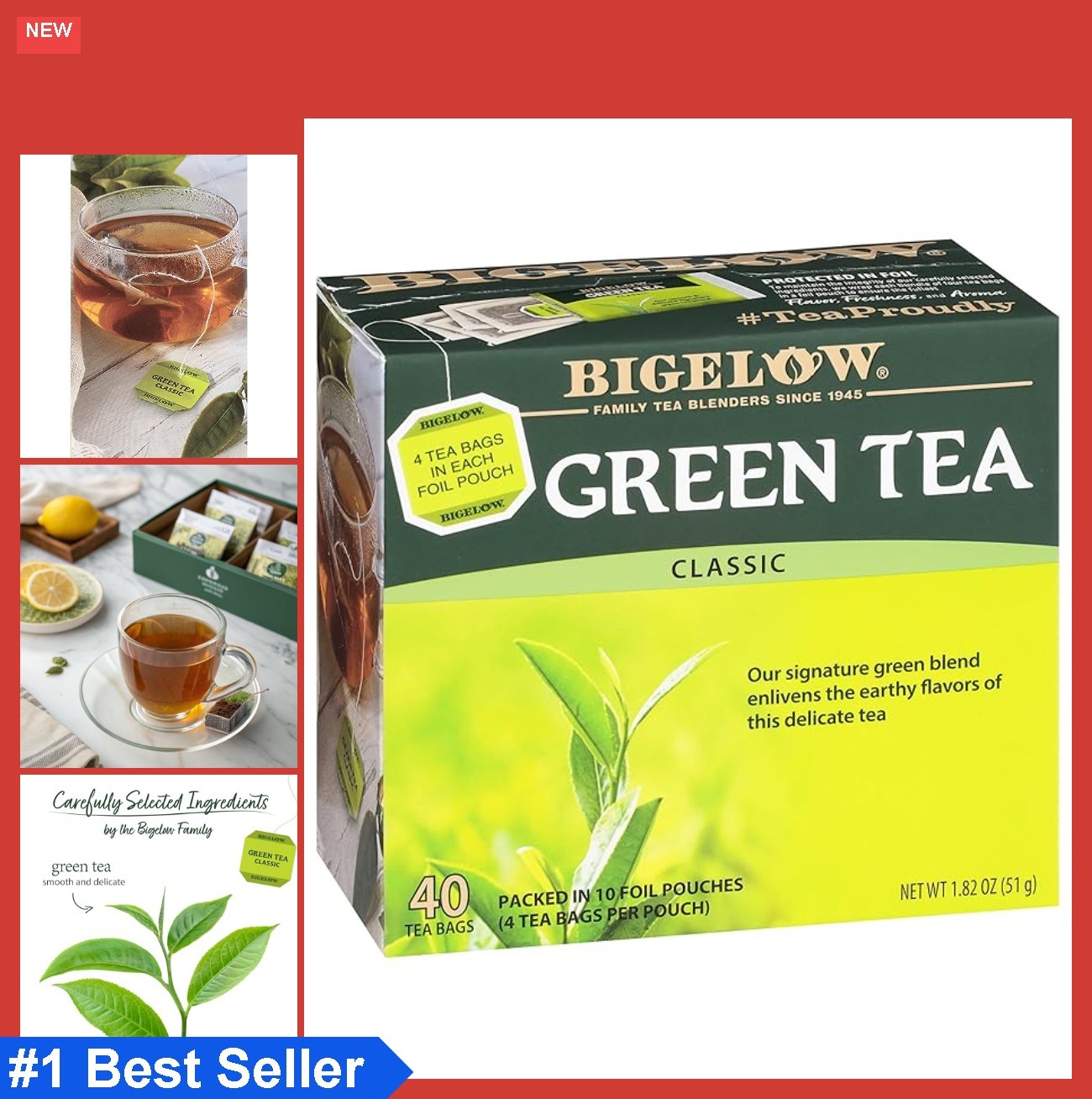 Green Tea Bags 240 Count 6 Boxes Caffeinated Antioxidant Gluten Free Kosher