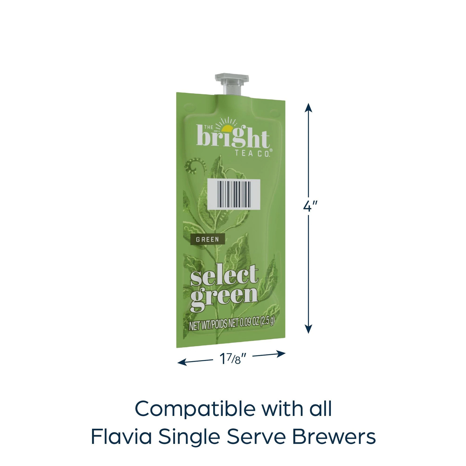 Flavia The Bright Tea Co. Select Green Tea Freshpacks, 0.25 Oz, 100-Pk