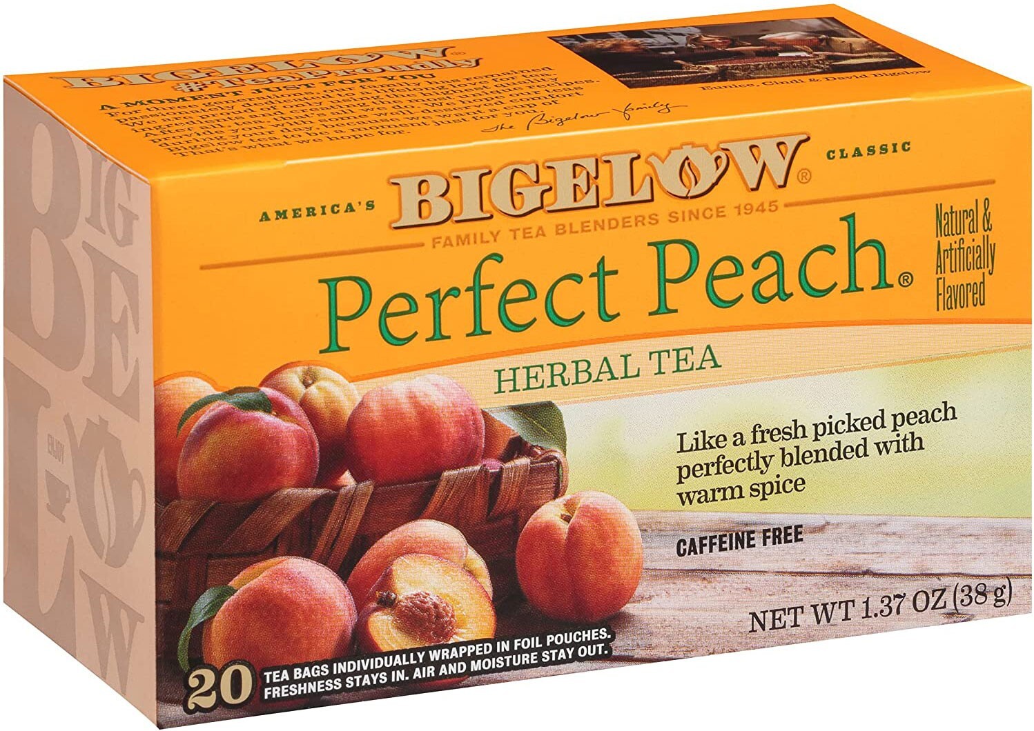Bigelow Perfect Peach Herbal Tea – 20 tea bags
