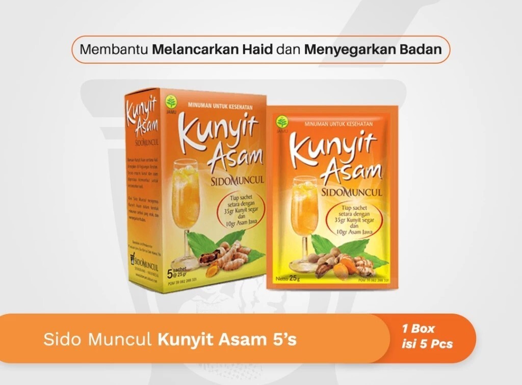 Sidomuncul, Indonesian Jamu Kunyit Asam, (25g x 5sachet) Box of 1