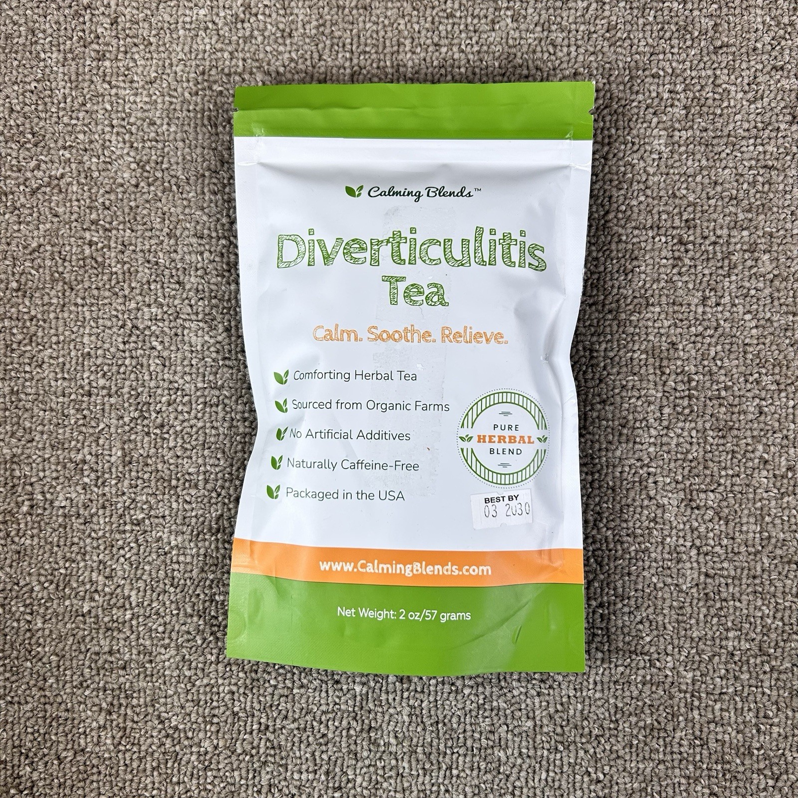 Calming Blends Diverticulitis Tea Organic Loose Leaf 2 Ounce Pure Herbal Blend