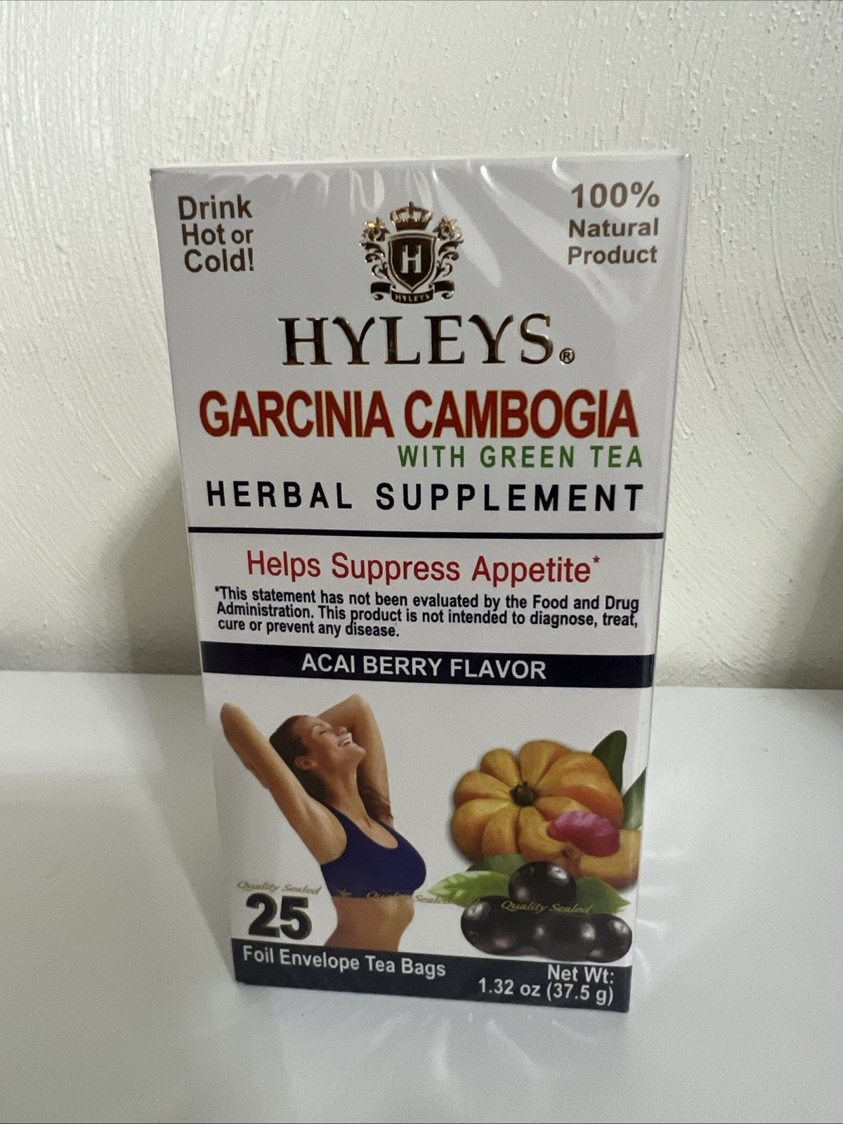 Hyleys Garcinia Cambogia with Green Tea ACAI BERRY Flavor 25 Tea Bags Sealef