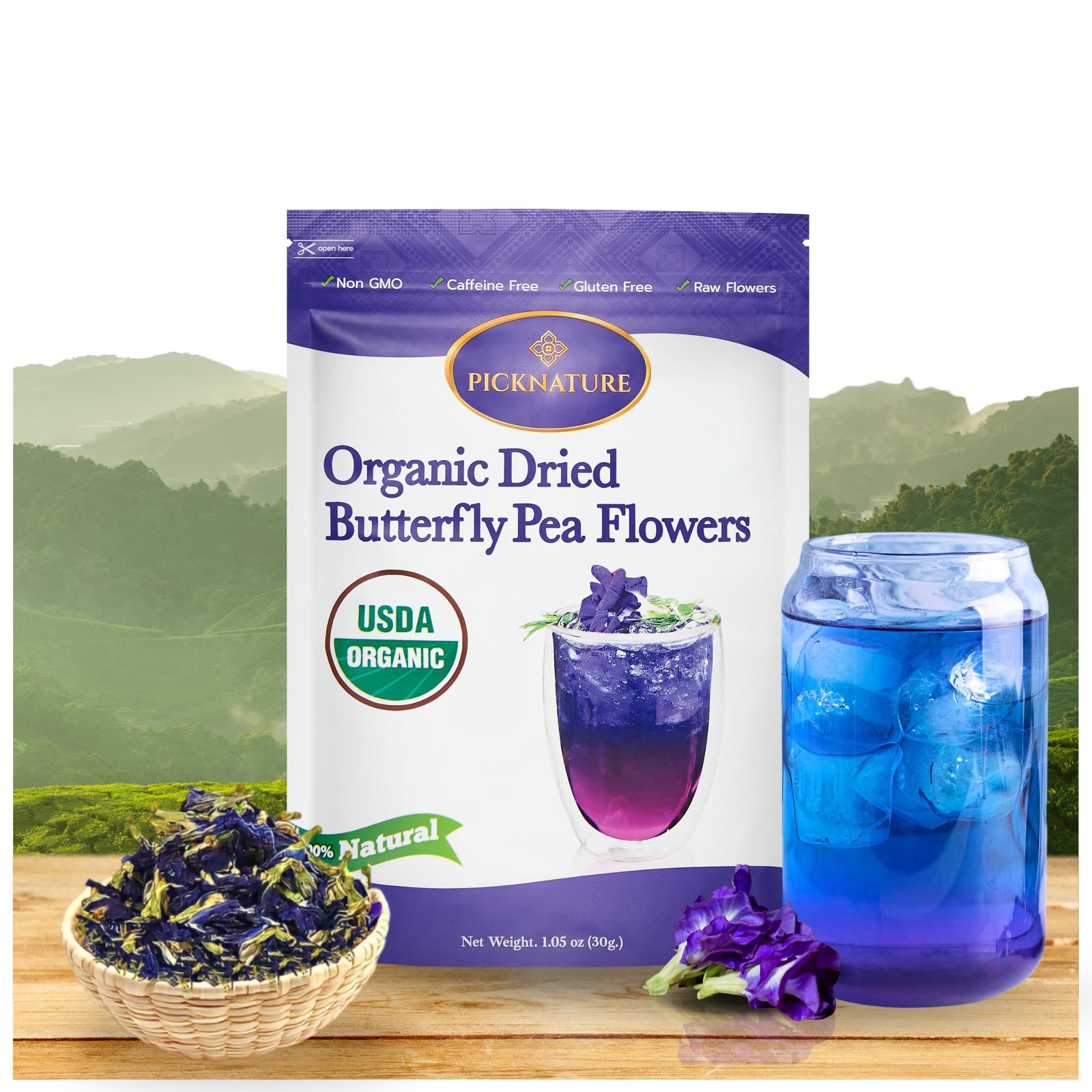 Butterfly Pea Flower Tea Loose Leaf – Herbal Blue Tea Gifts 100+ Cups