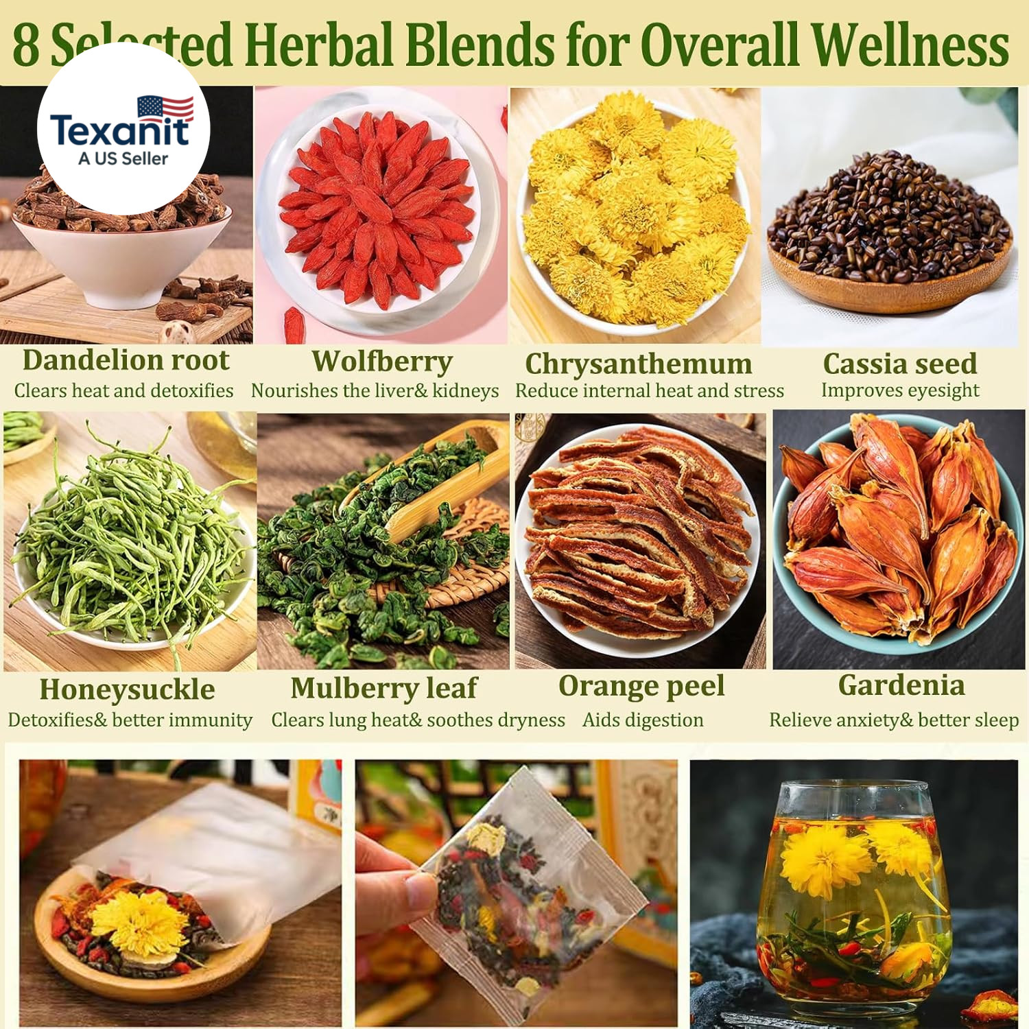 Dandelion Wolfberry Tea, 12 Pcs Organic Dandelion Tea for Kidneys & Liver Health