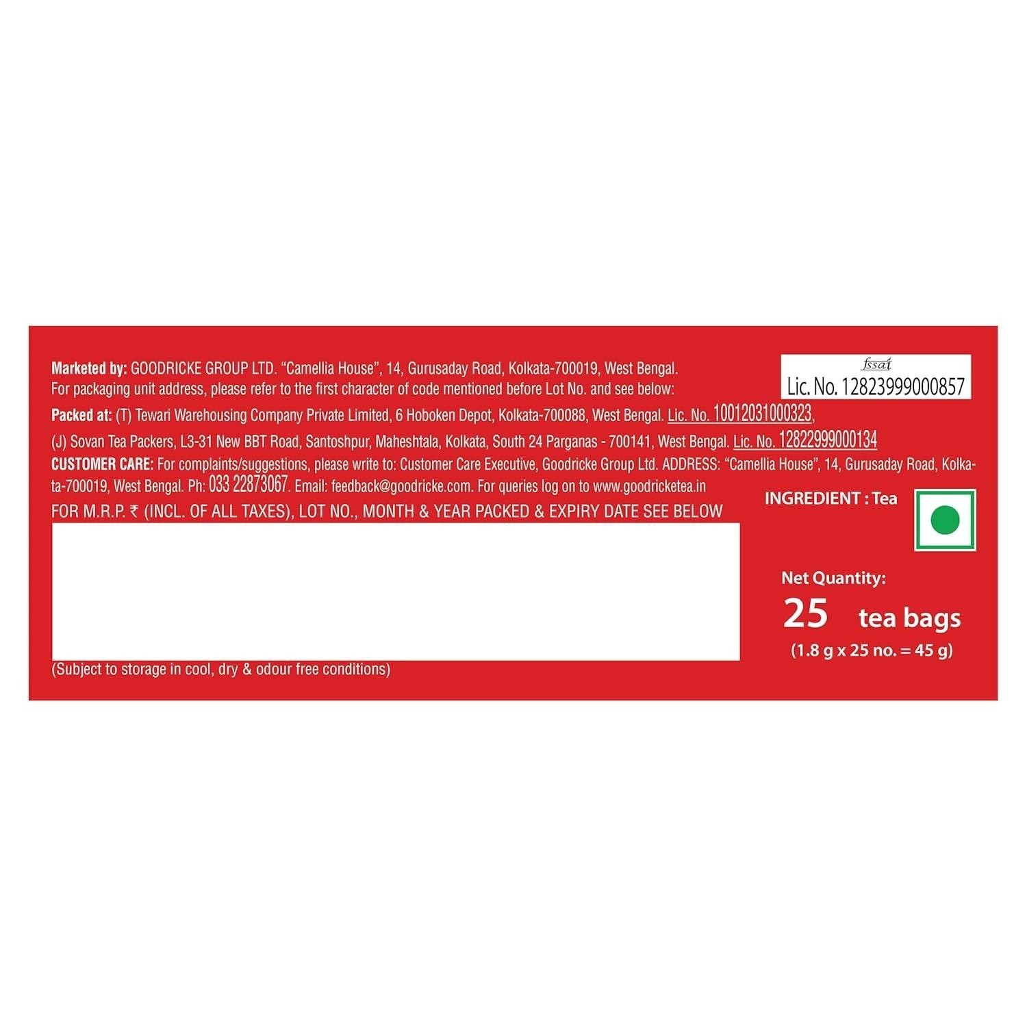 GOODRICKE Roasted Darjeeling Tea Bags – 25 TeaBags (Pack of 2) Premium Black Tea