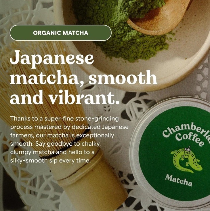 Chamberlain Coffee Ceremonial Matcha Green Tea Powder, First Harvest – 1.06 oz