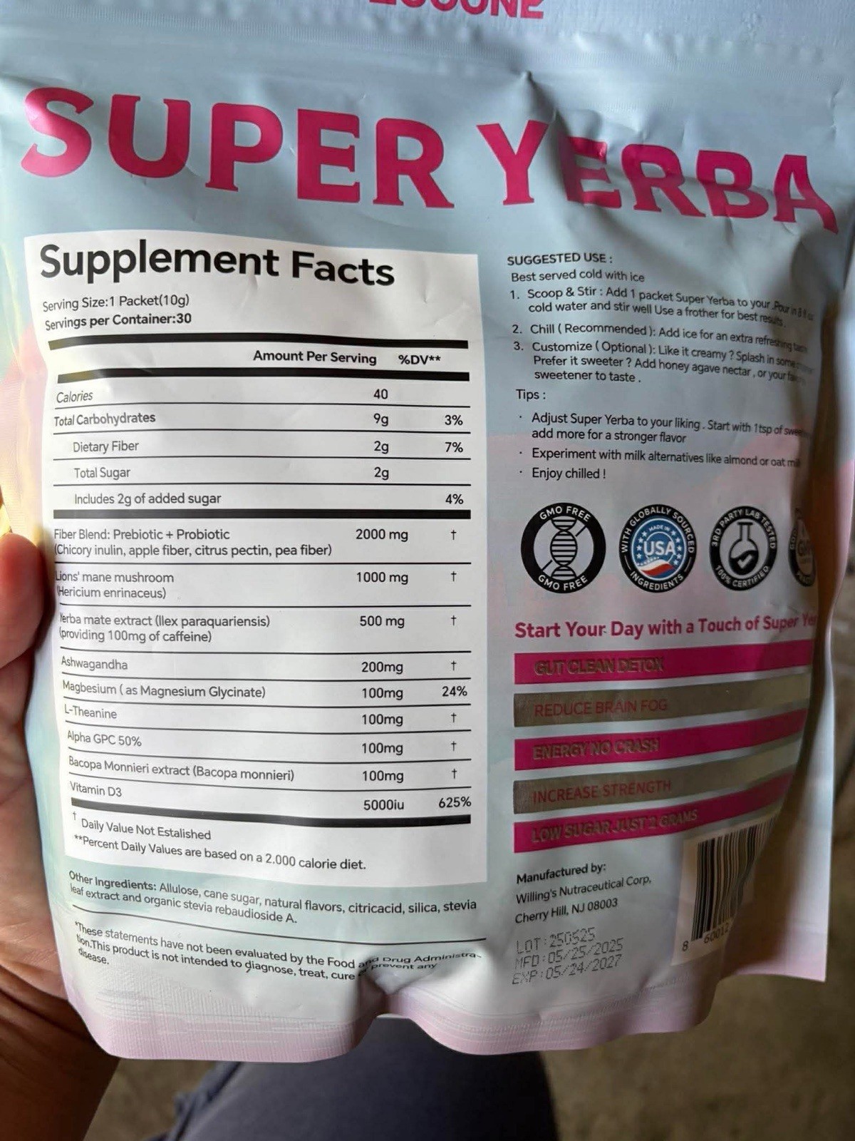 Super Yerba Instant Mate Tea Powder Pure Natural Tea No Additives 30 packets