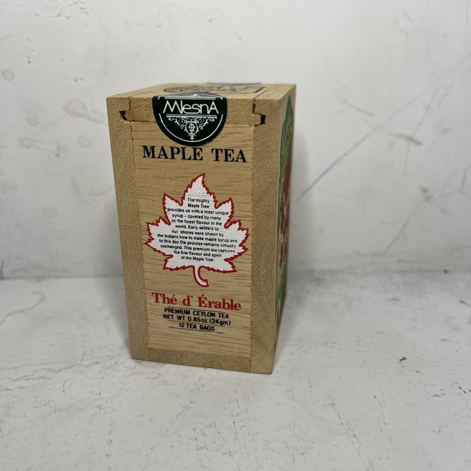Mlesna Legend Maple Tea Wooden Box – Pure Ceylon Black Tea – 12 Tea Bags 24g