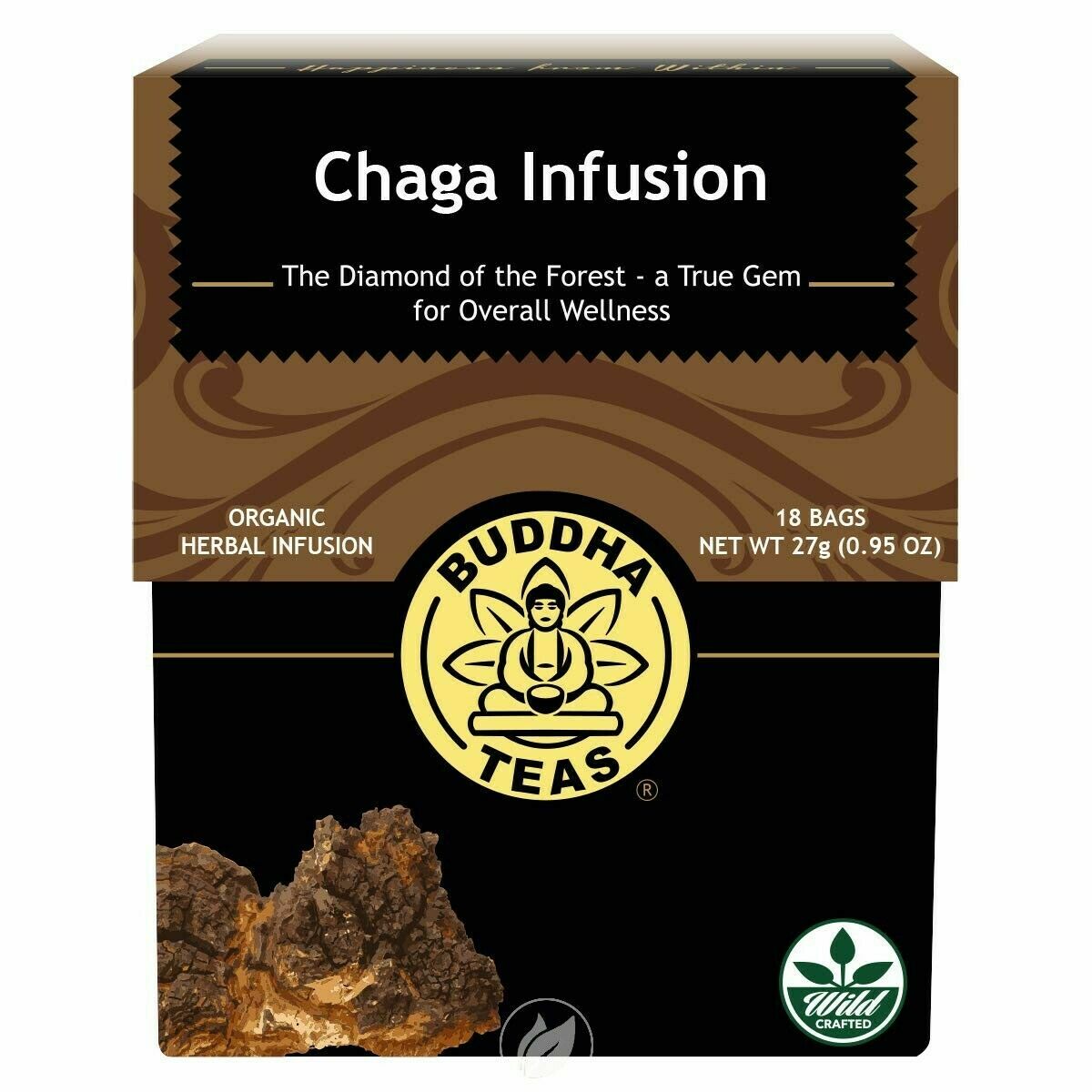 Buddha Teas Organic Chaga Mushroom Tea 18 Bag Kosher