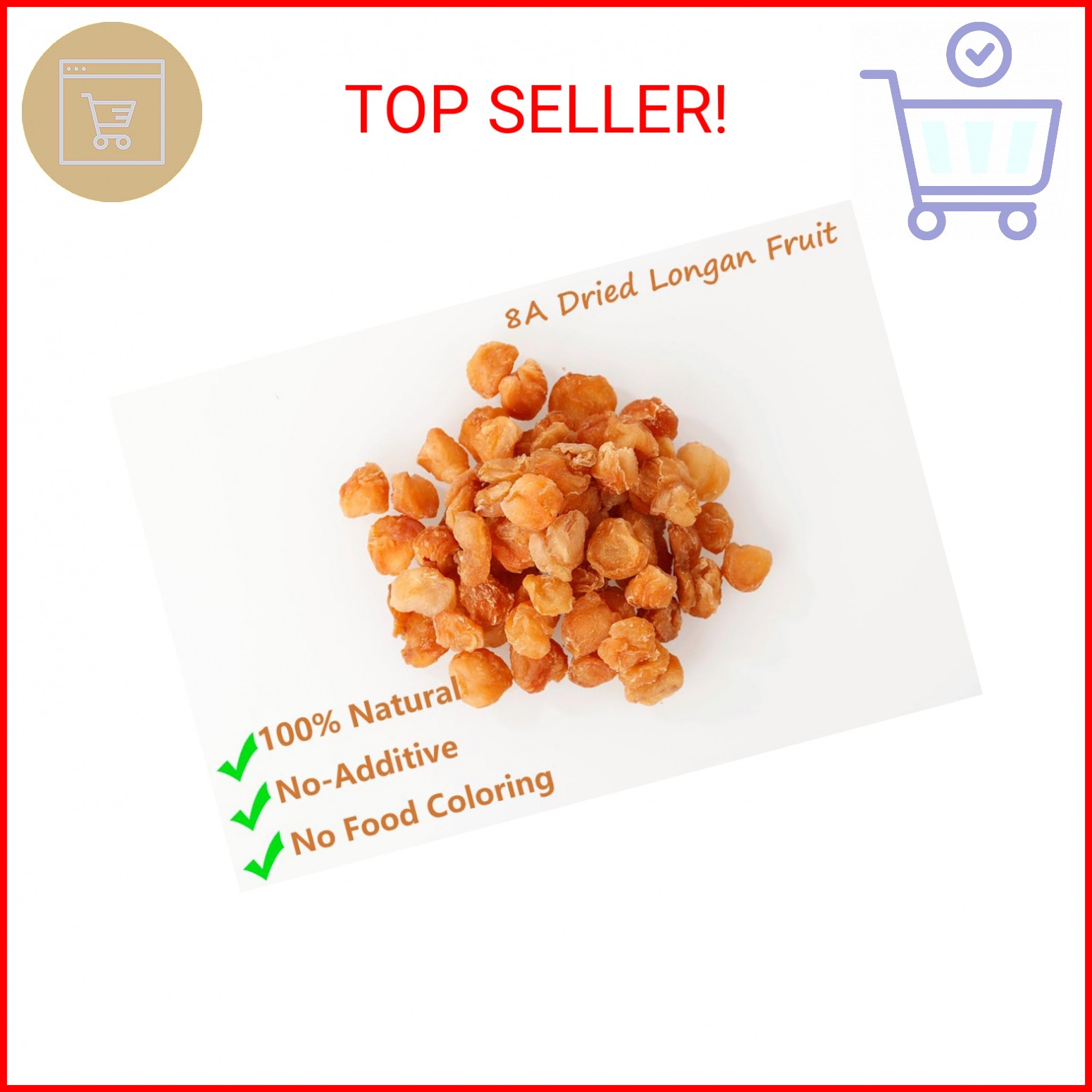 Premium Dried Longan Fruit 9 Oz/256g,Selected Longan Fruit,100% Natural, No Suga