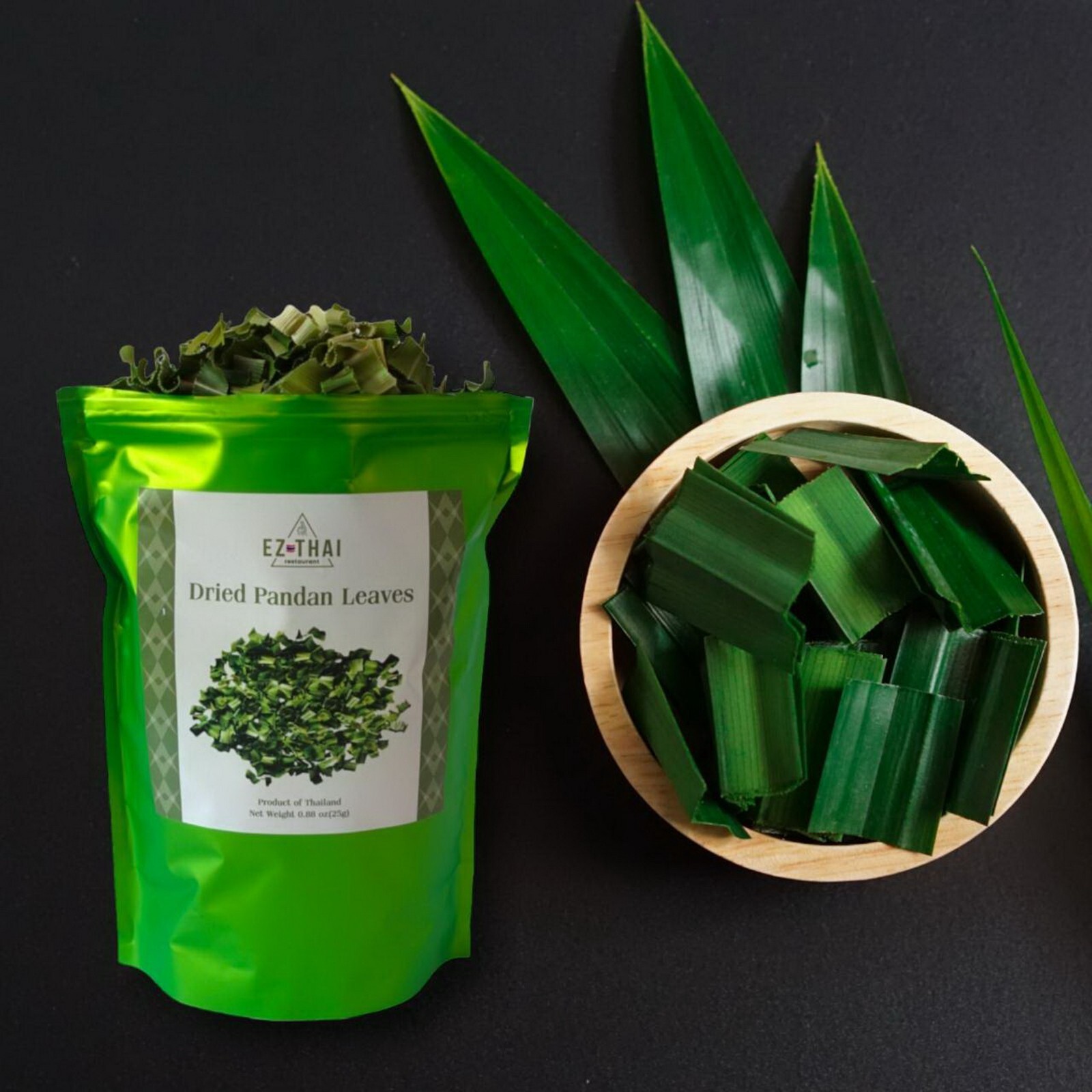 Green Dried Pandan Leaves 1oz Natural Herbal Tea Authentic Thai Flavor and Aroma