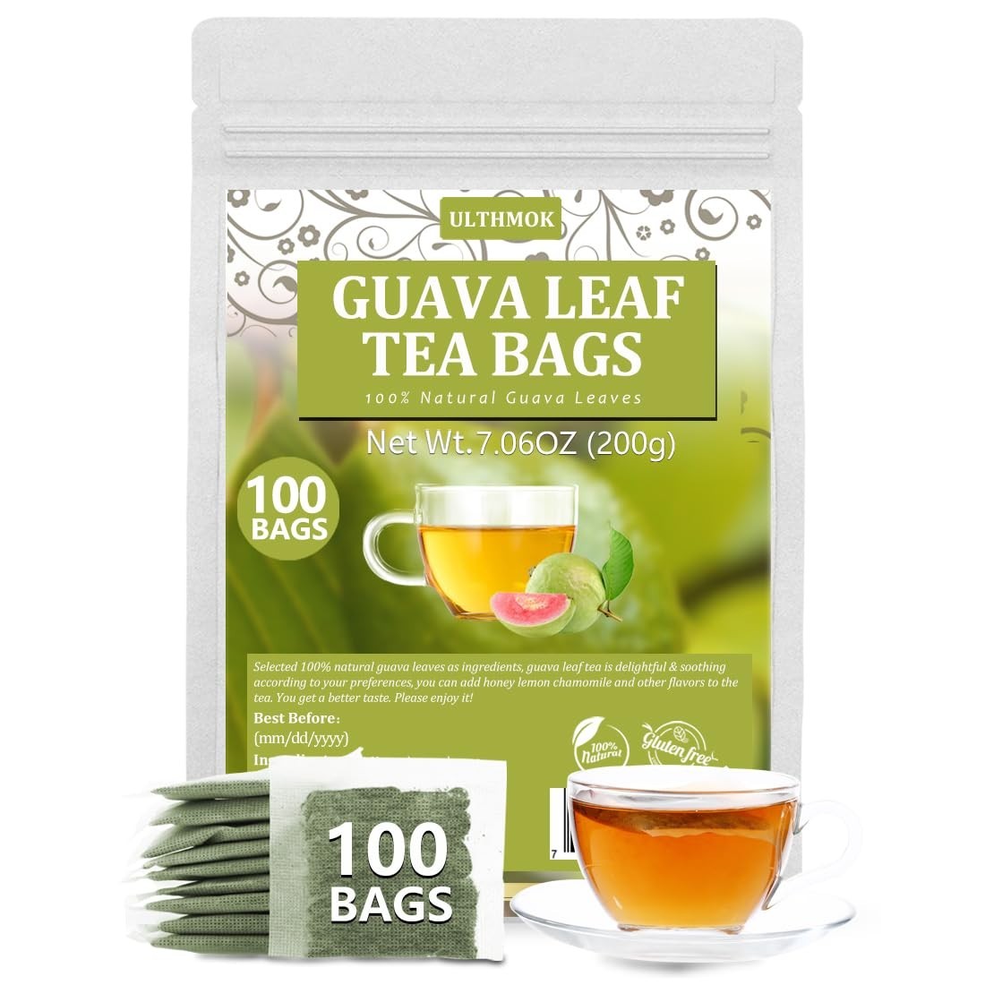 Nourishing Guava Leaf Tea Bags – 100% Natural & Antioxidant-Rich (100 Count)