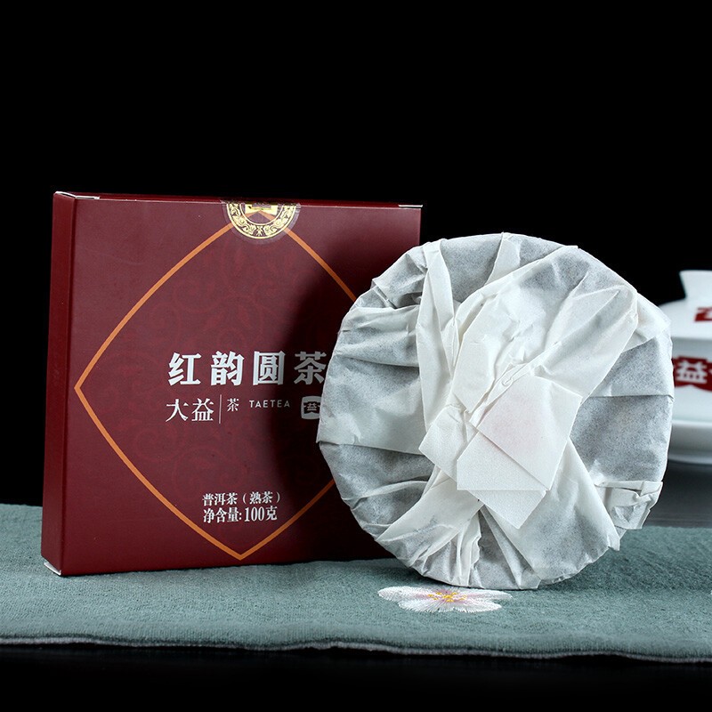 TAETEA Red Rhyme Round Tea Menghai Tea Factory Dayi Pu’er Tea Ripe Premium