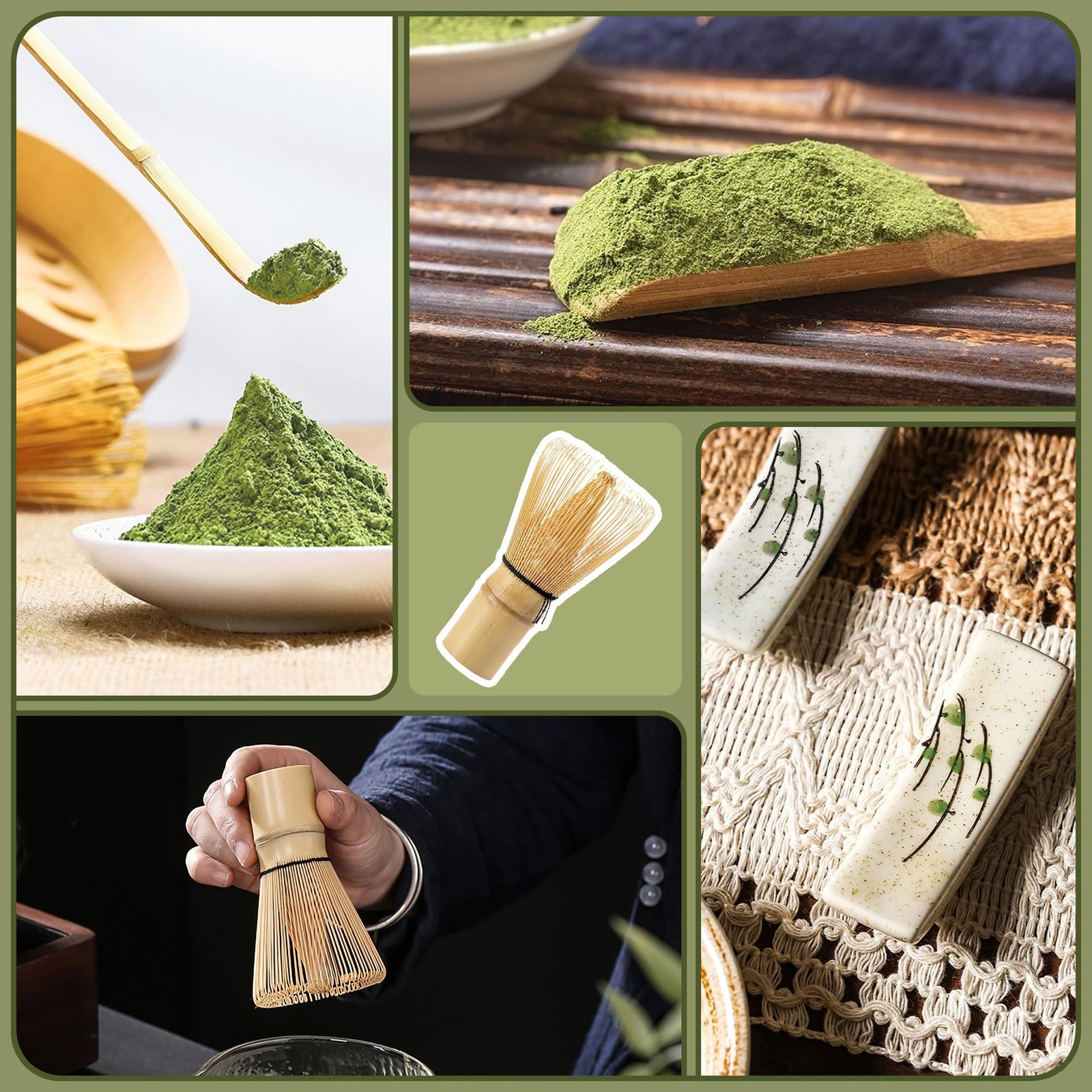 6 Pcs Matcha Whisk Set, Japanese Ceremonial Matcha Making Tools Kit for Bambo…