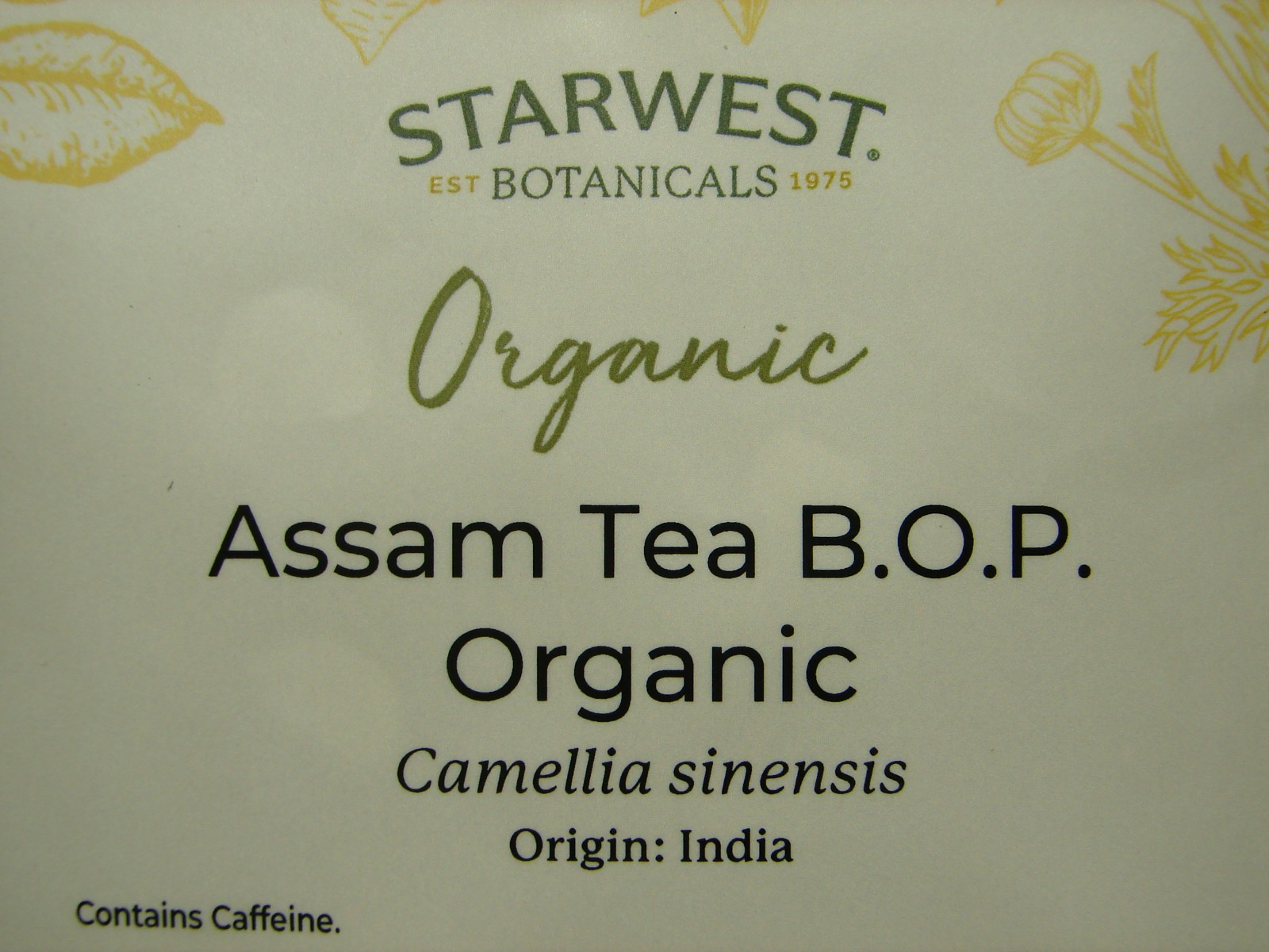 NEW 1 Pound Starwest Botanicals Organic Assam Tea B.O.P. Kosher Best By 04-2028