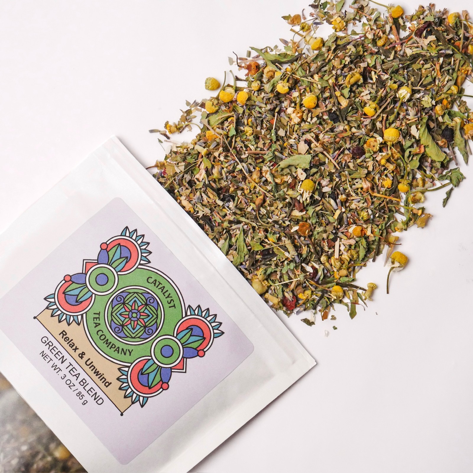 Relax & Unwind Green Tea Blend | Sencha Green Tea with Chamomile, Peppermint