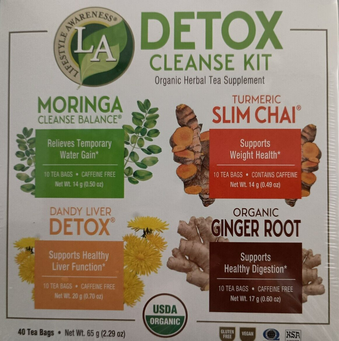 Lifestyle Awareness® Detox Cleanse Kit Organic Tea 40 Bags Healthy Lifestyle Tea