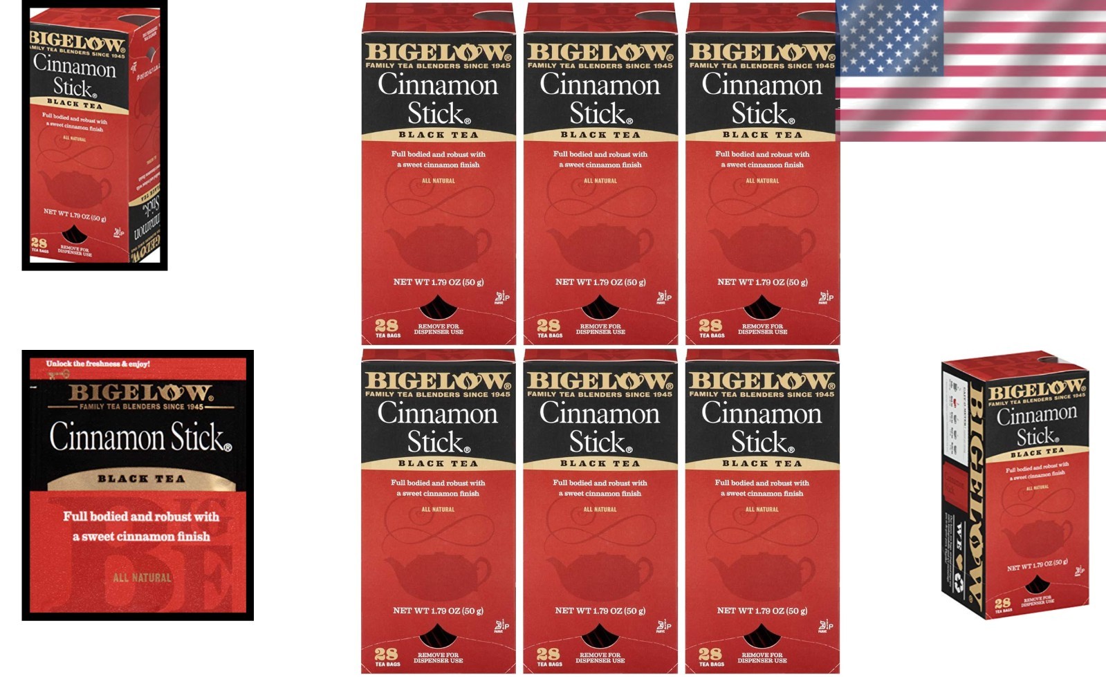 Bigelow Ginger Cinnamon Black Tea Bags – Perfect Coffee Substitute, 28 Count x 6