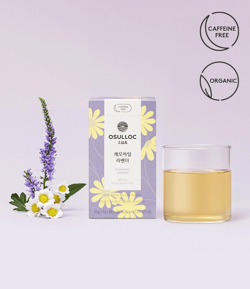 OSULLOC Chamomile Lavender Tea 20 Bags | Caffeine-Free Organic Herbal Blend