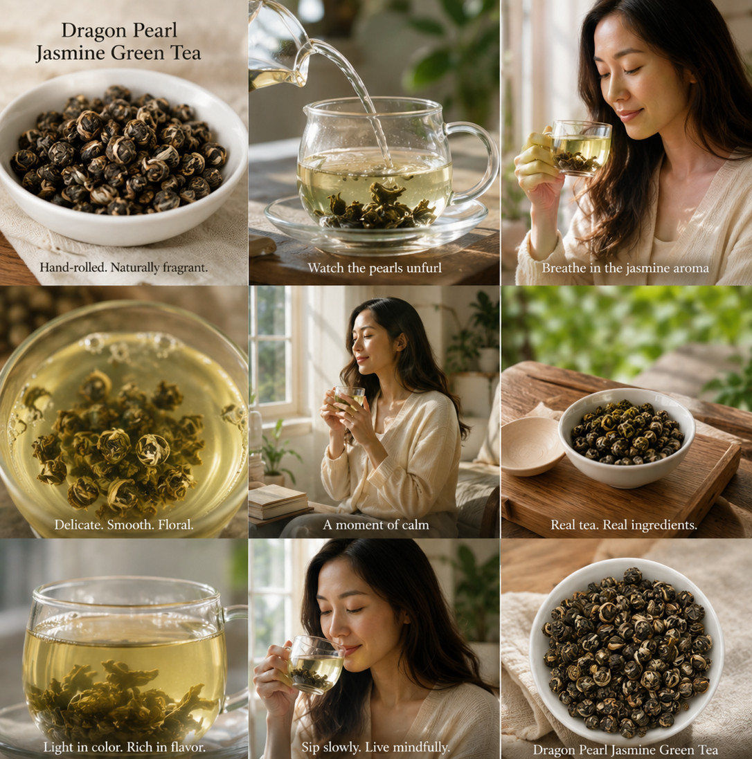 Ultra Premium Dragon Pearl Ball Loose Leaf Imperial Jasmine Green Tea 6oz