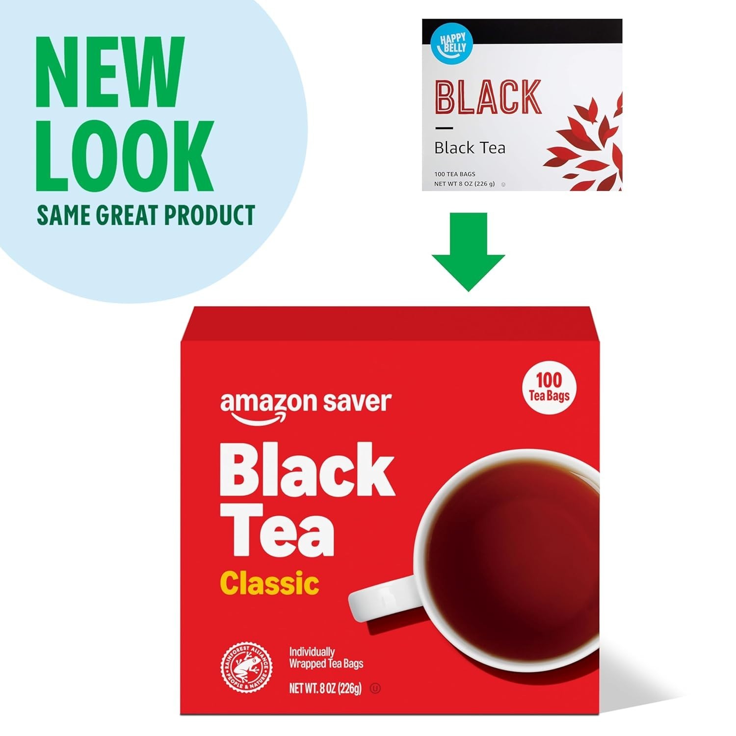 Individually Wrapped Classic Black Tea Bags, 100 Count | Rainforest Certified