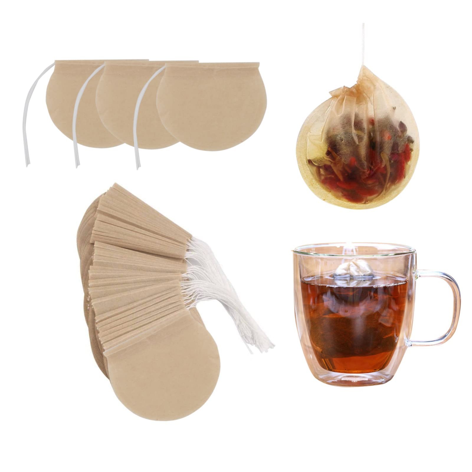 400pcs Disposable Loose Leaf Tea Bags – Unbleached Round Filter Bags for Tea, Co