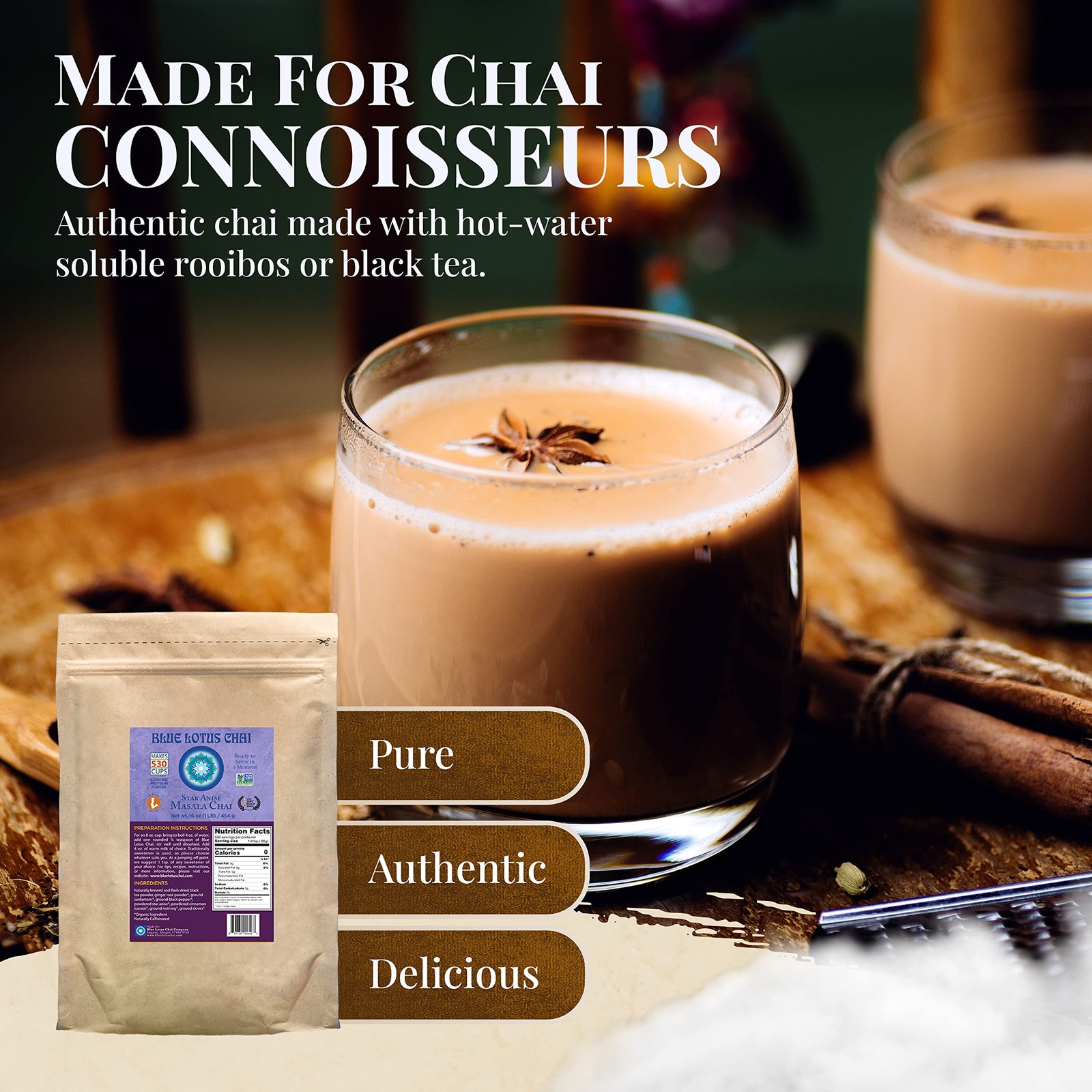 Blue Lotus Chai – Star Anise Masala Chai – Makes 530 Cups – 1 Pound Bulk Bag …