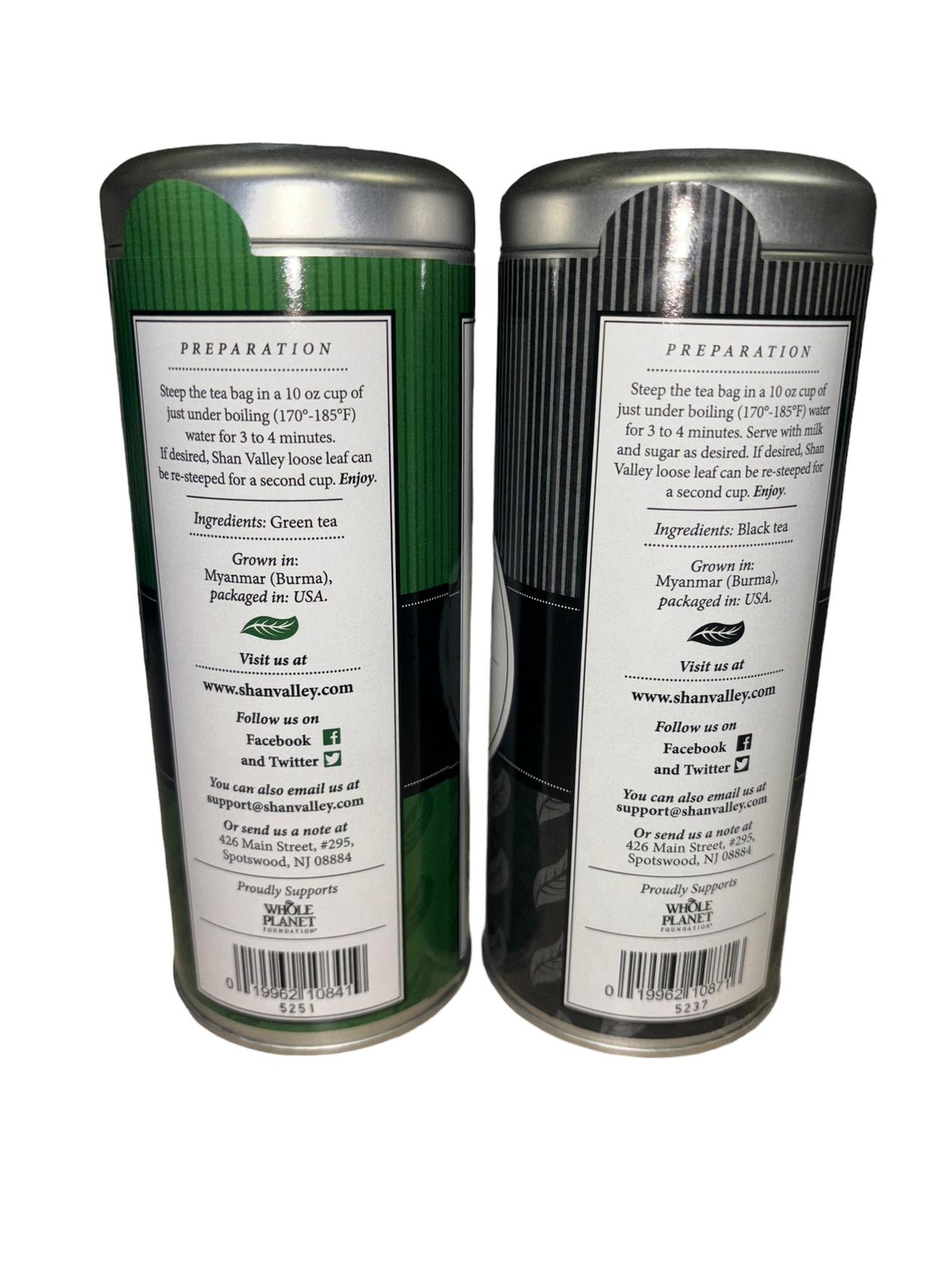 2 Cans Shan Valley First Flush Black and Green Tea – 20 Tea Bags per Tin Can