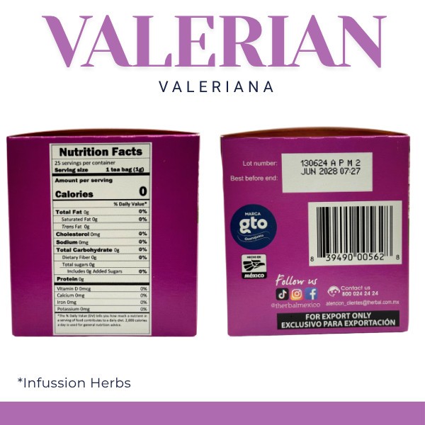 Therbal Valerian Root (TE Valeriana) 25 Tea Bags Natural Infusion