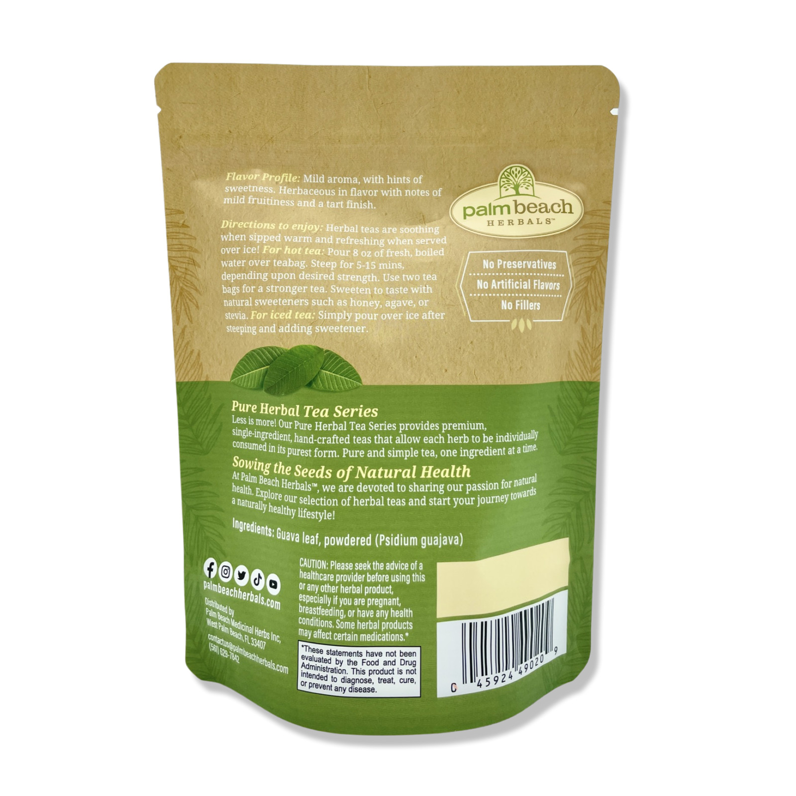 Guava Leaf Tea by Palm Beach Herbals | 30ct, Caffeine-Free