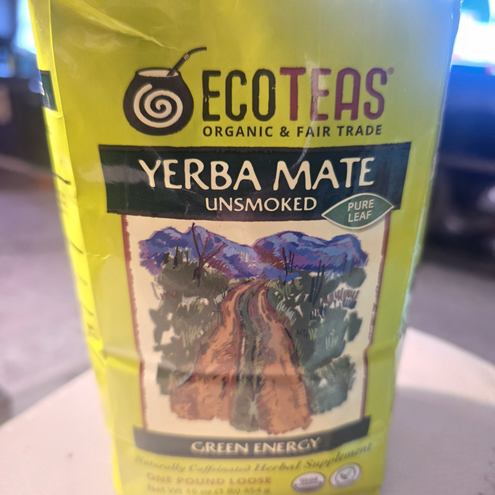 Eco Teas Organic Yerba Mate Green Energy Loose Leaf Tea 1 Lb Exp 2030