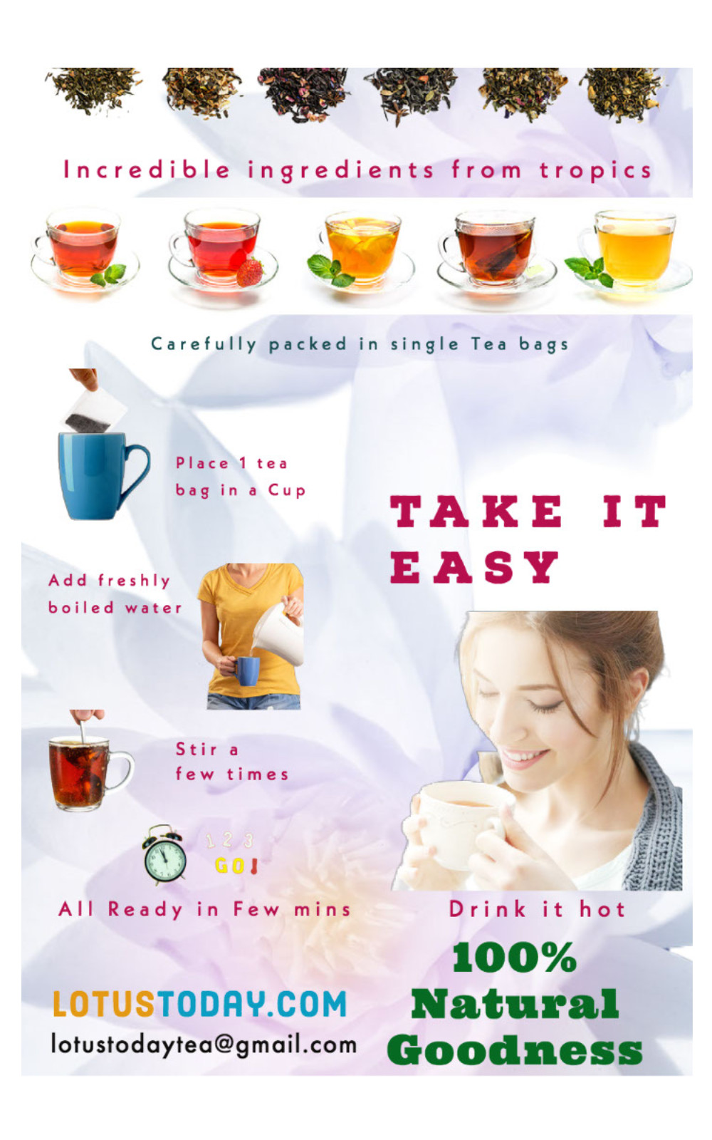 Organic Hibiscus tea, Dried Hibiscus Flowers – 20 Tea Bags, Relax Herbal tea