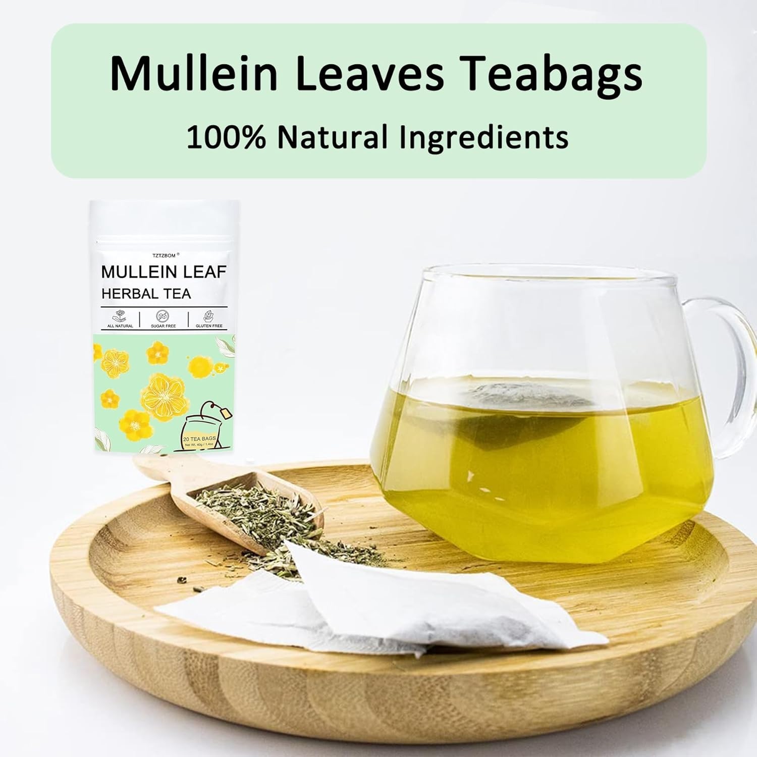 Caffeine-Free Organic Mullein Tea – 20 Count for Respiratory Health & Wellness