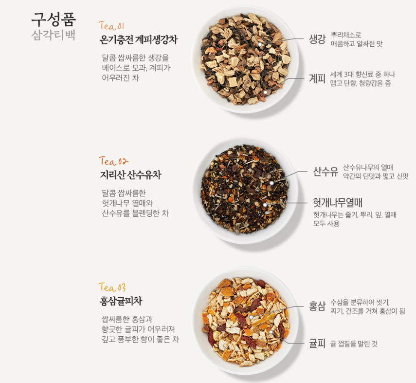 Ssanggye Korean Traditional Herbal Tea Gift Set 6 Varieties, 36 Triangle Tea Bag