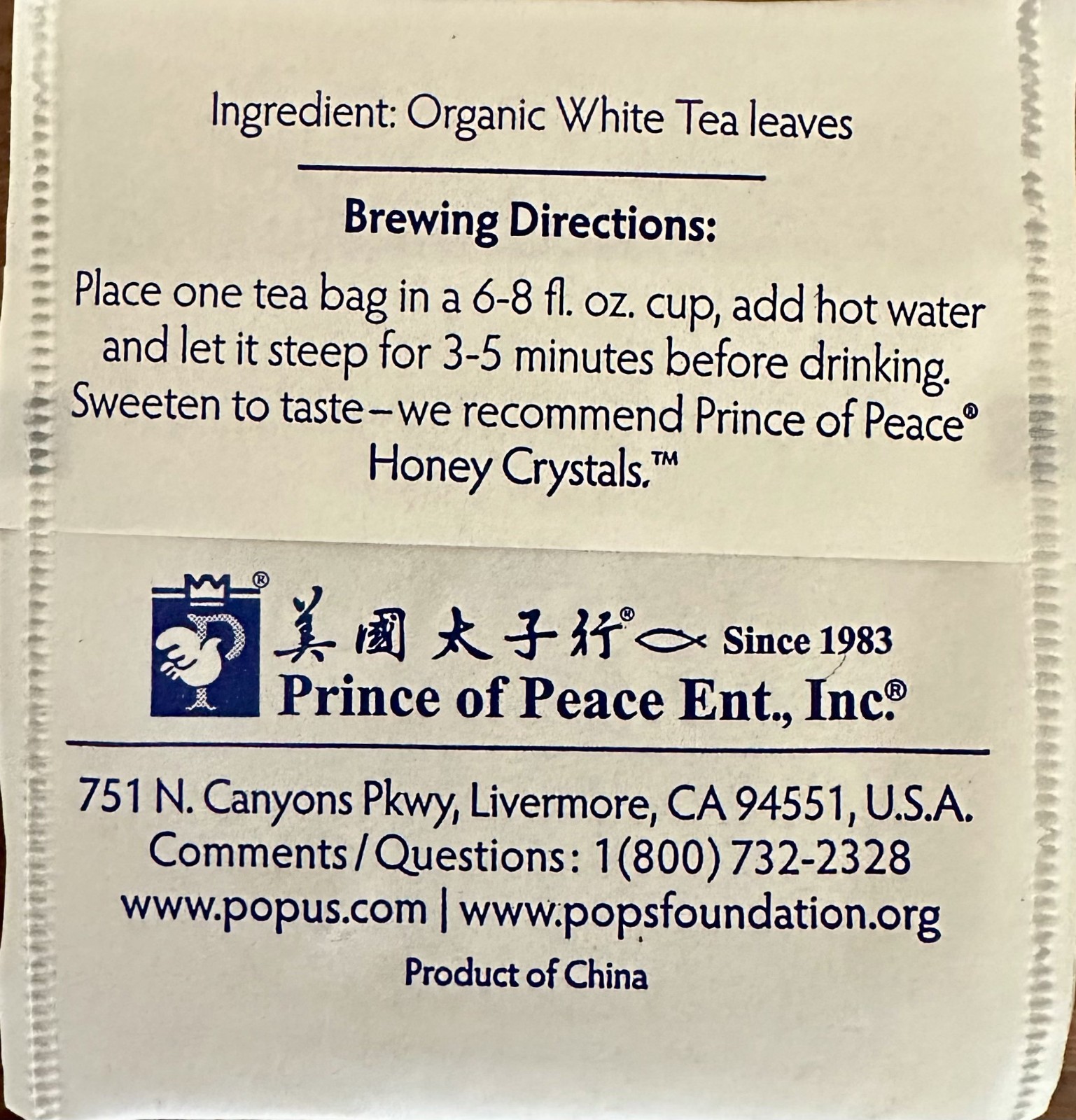 Prince of Peace Assorted Organic Tea 16 Ct White Tea, 16 Ct Oolong Tea