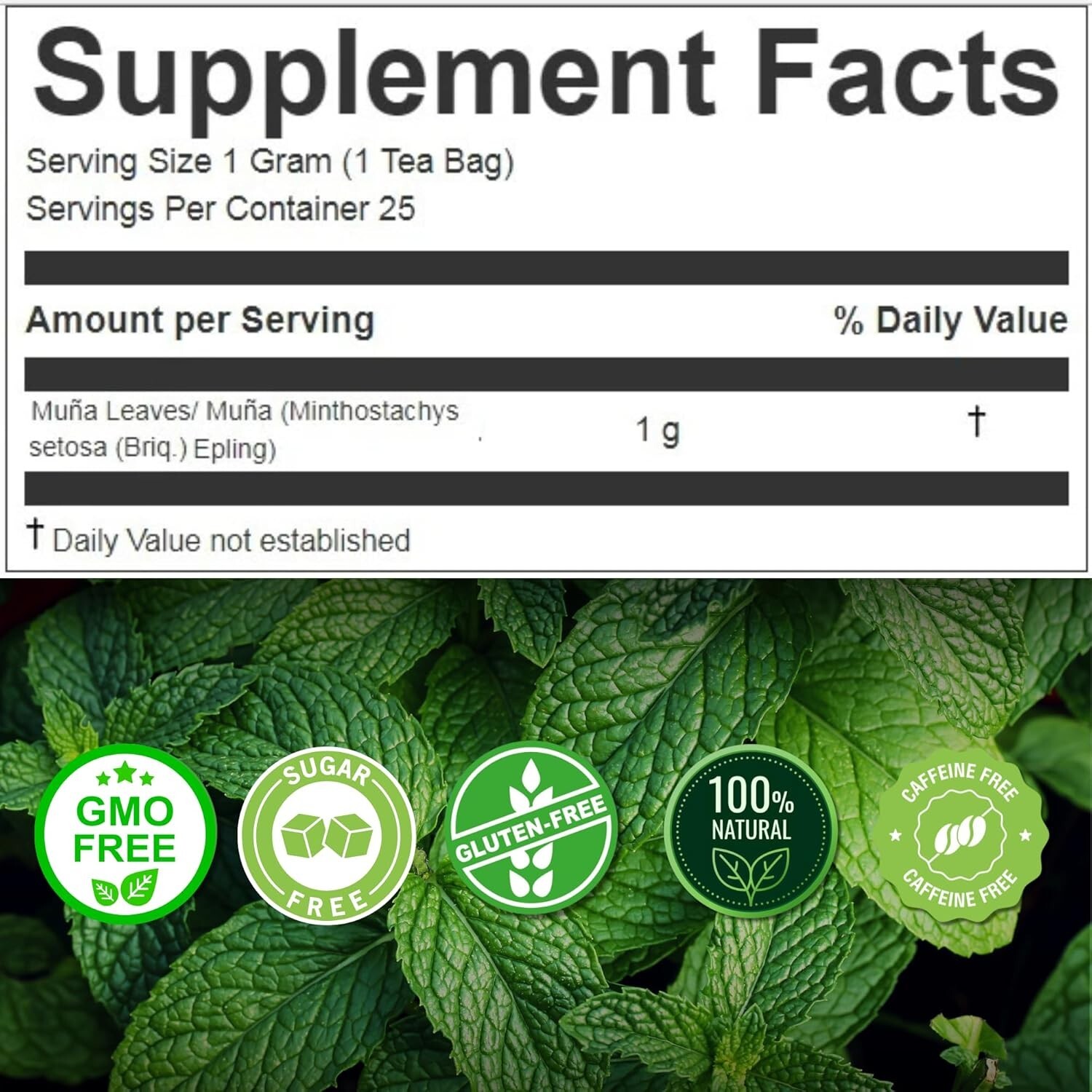 Andean Mint Tea Te de Muña 100 Tea Bags – 100% All Natural Wild Muna Leaves Peru