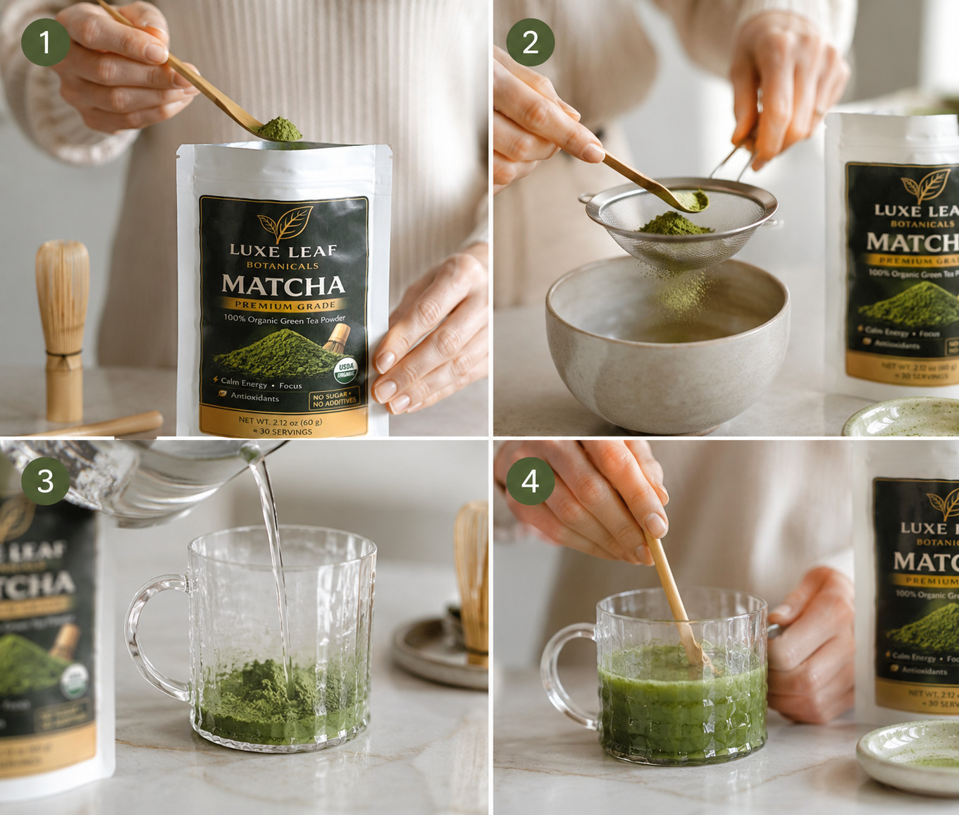 Luxe Leaf Botanicals Premium Ceremonial Matcha Green Tea Powder 2.12 oz (60g)