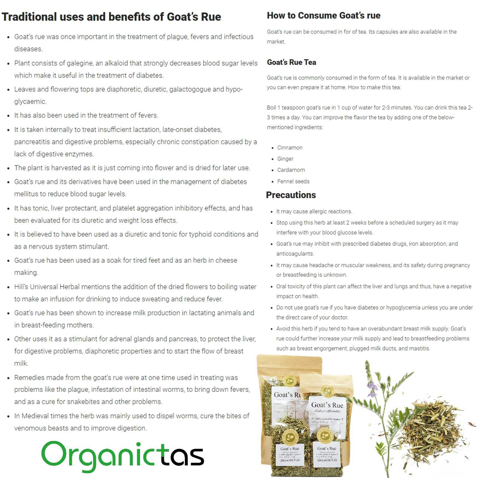 Organic GOATS RUE Tea Dried Cut Loose Galega Officinalis Premium Quality Herb